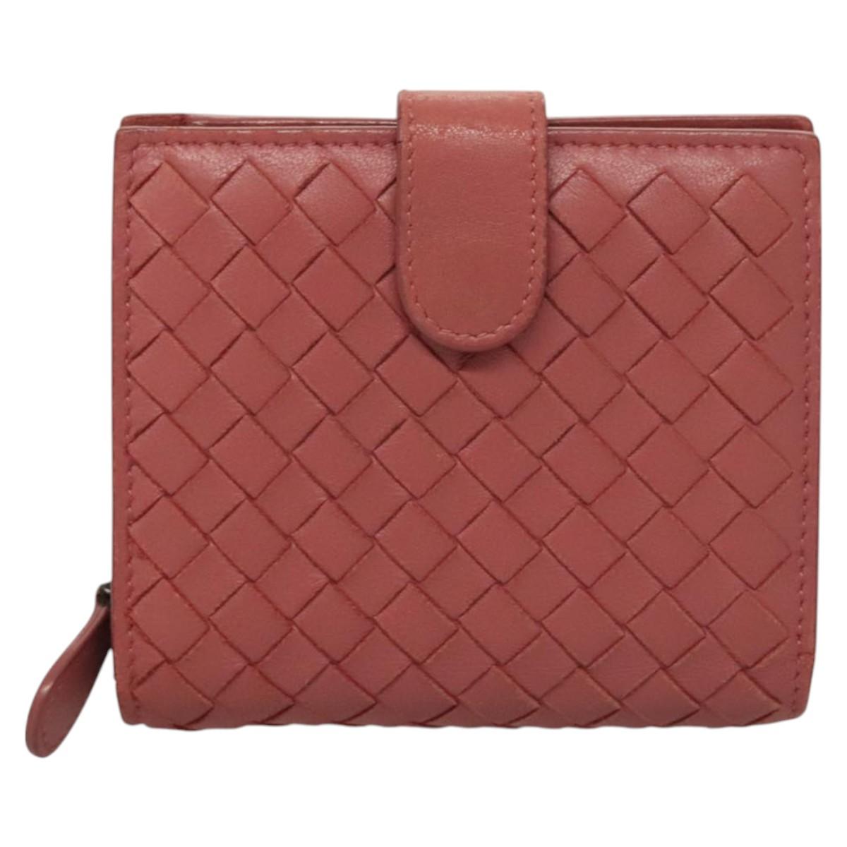 BOTTEGA VENETA INTRECCIATO Wallet Leather Pink Auth 117262