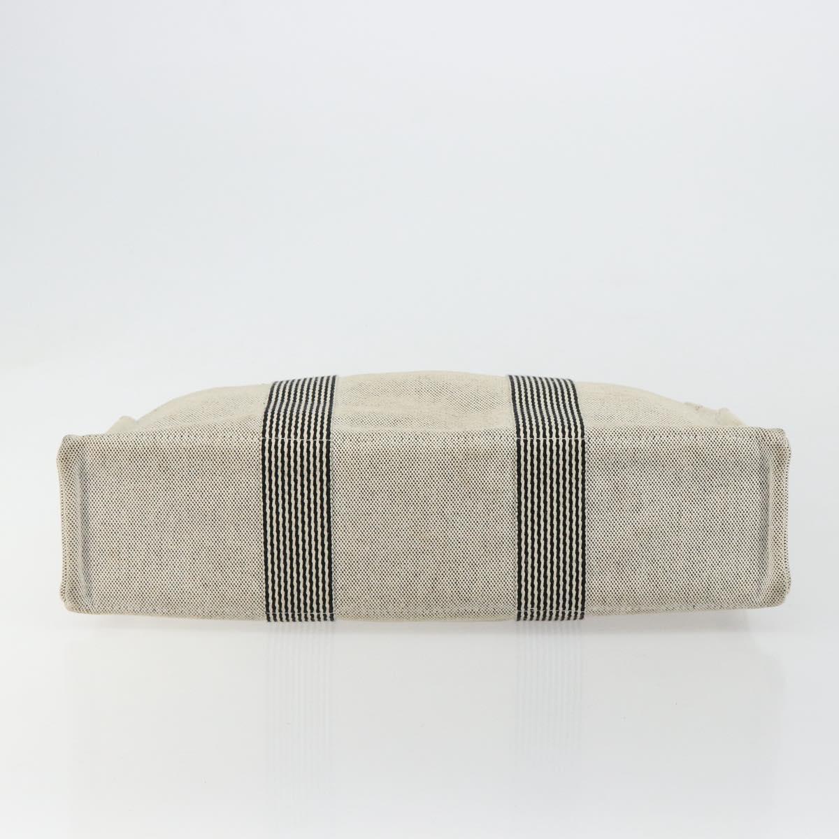 HERMES New Fourre Tout MM Hand Bag Canvas Gray Silver Auth 117285