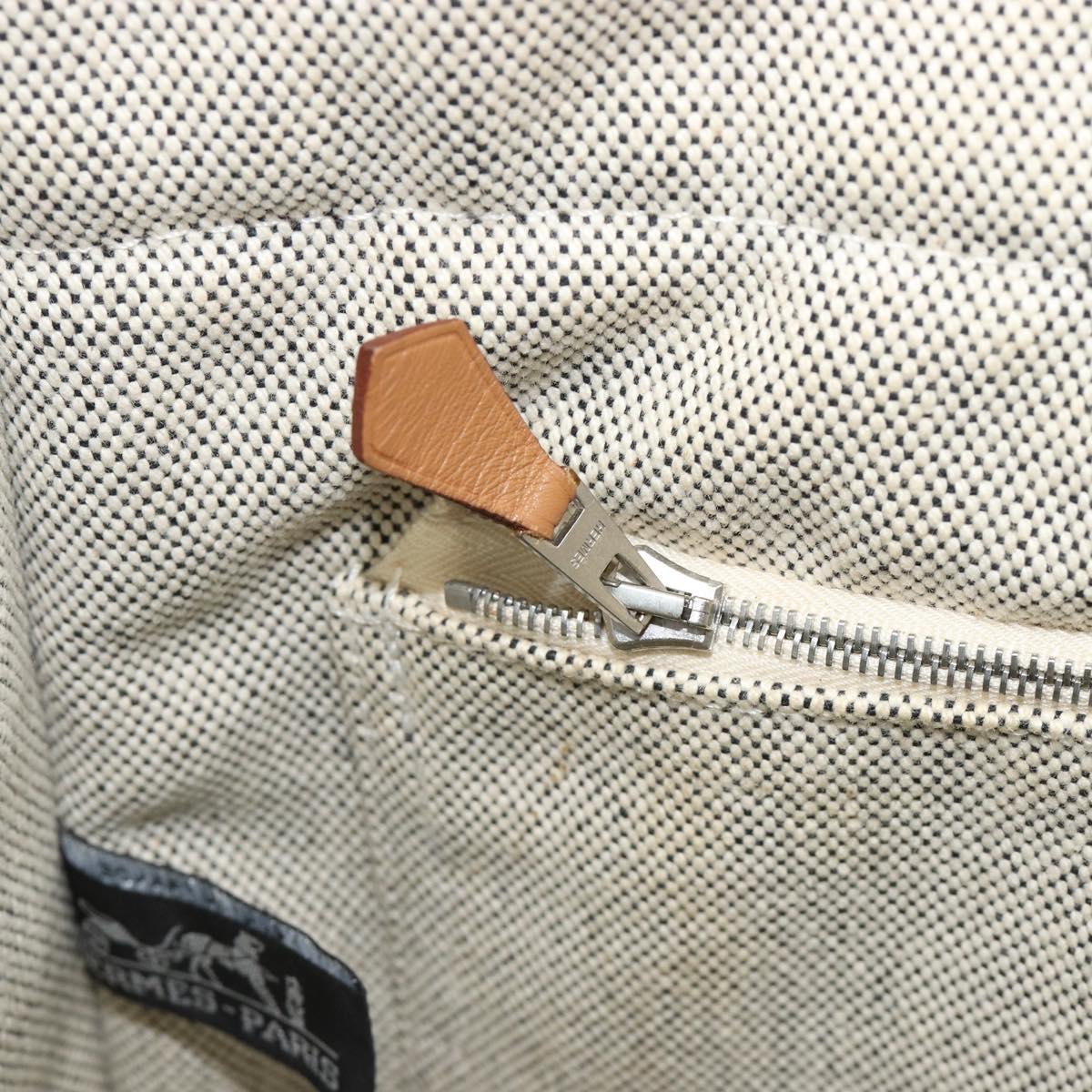 HERMES New Fourre Tout MM Hand Bag Canvas Gray Silver Auth 117285