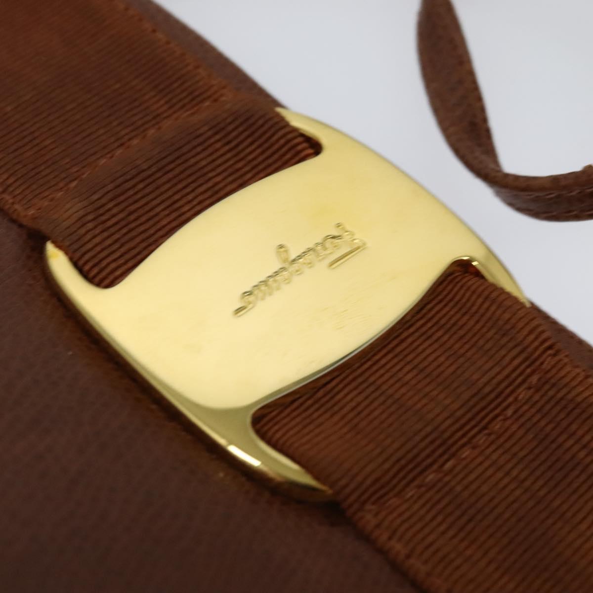 Salvatore Ferragamo Shoulder Bag Leather Brown Gold Auth 117287