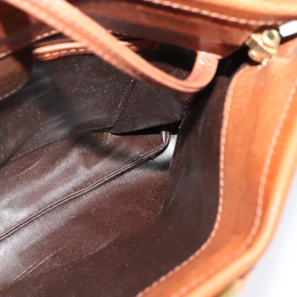 Salvatore Ferragamo Shoulder Bag Leather Brown Gold Auth 117287