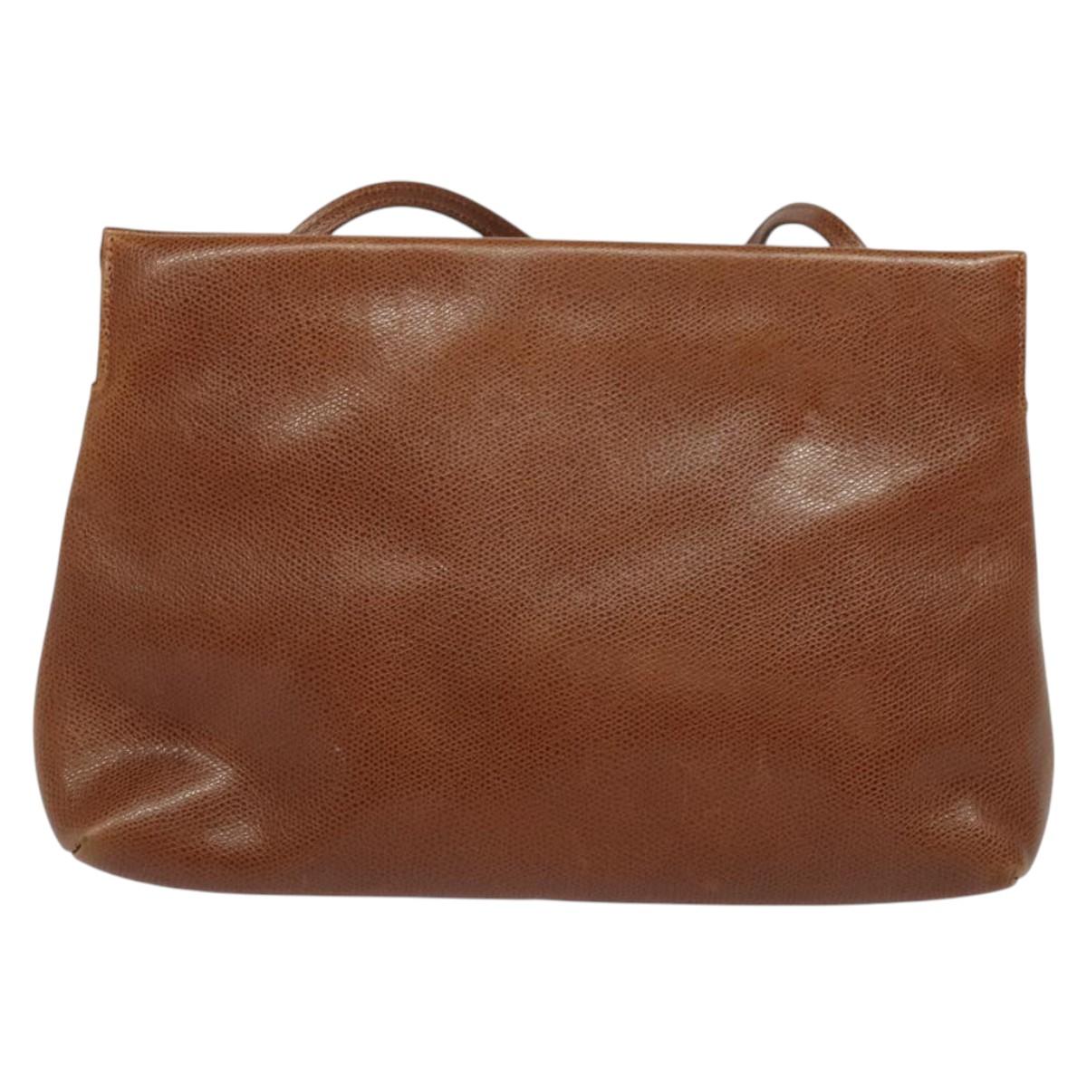 Salvatore Ferragamo Shoulder Bag Leather Brown Gold Auth 117287