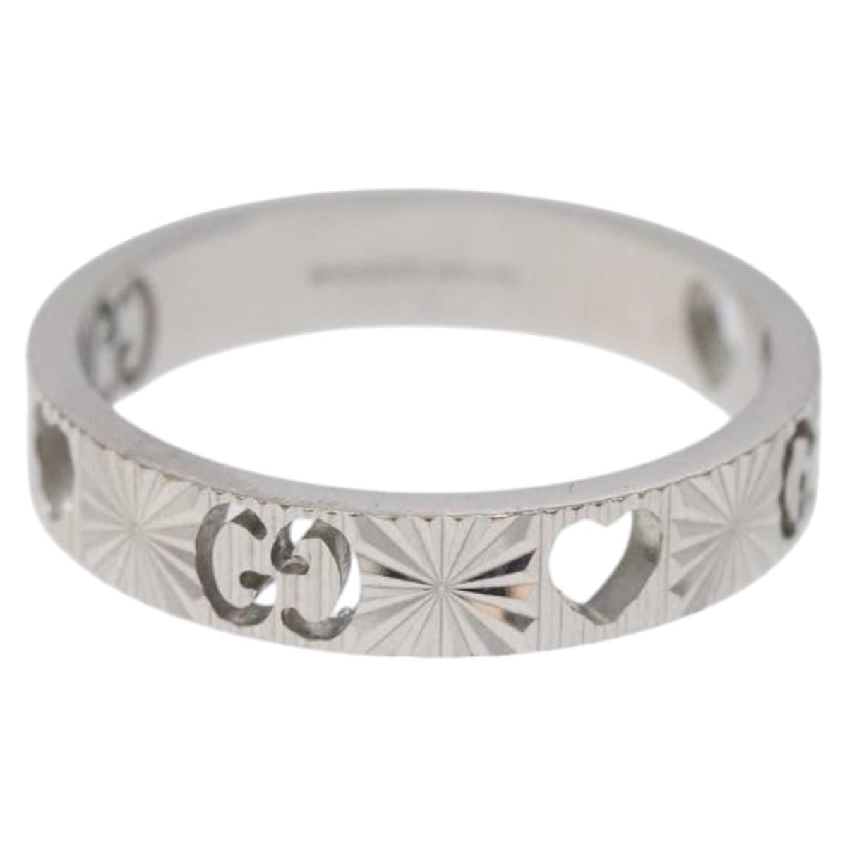 GUCCI Heart Ring K18 Silver Gold (750) 4.4g (18K) Silver Auth 117299SAM