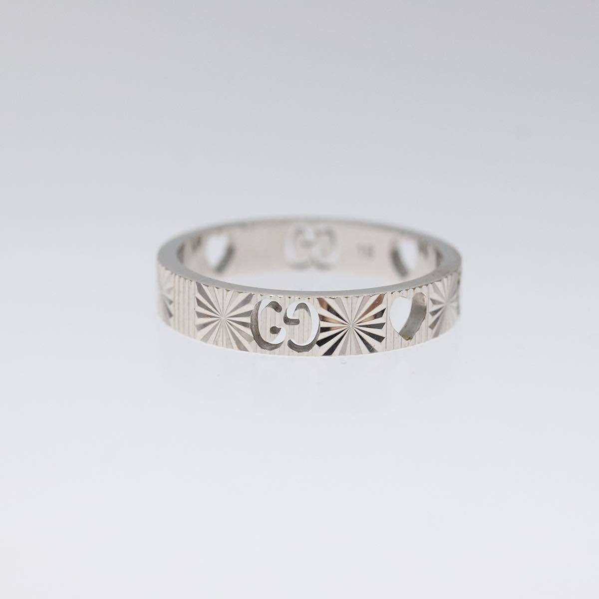 GUCCI Heart Ring K18 Silver Gold (750) 4.4g (18K) Silver Auth 117299SAM