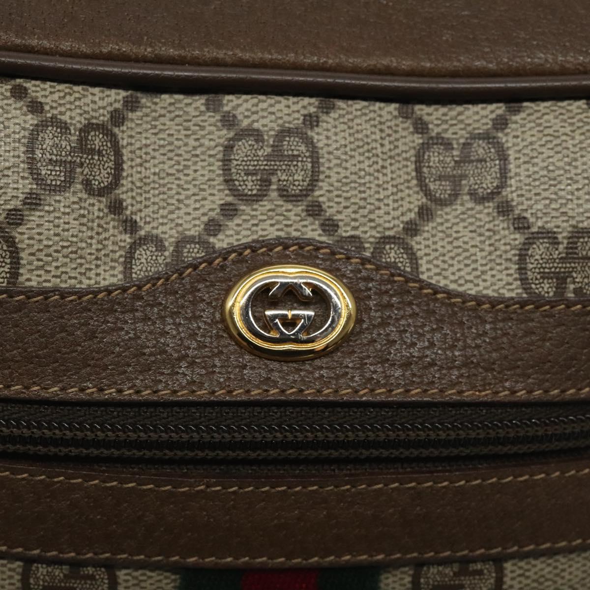 GUCCI GG Supreme Web Sherry Line Bag PVC Beige Red 119 02 004 Auth 117304
