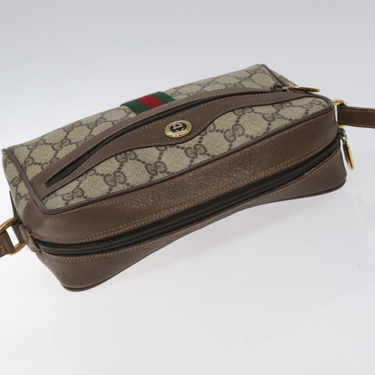 GUCCI GG Supreme Web Sherry Line Bag PVC Beige Red 119 02 004 Auth 117304