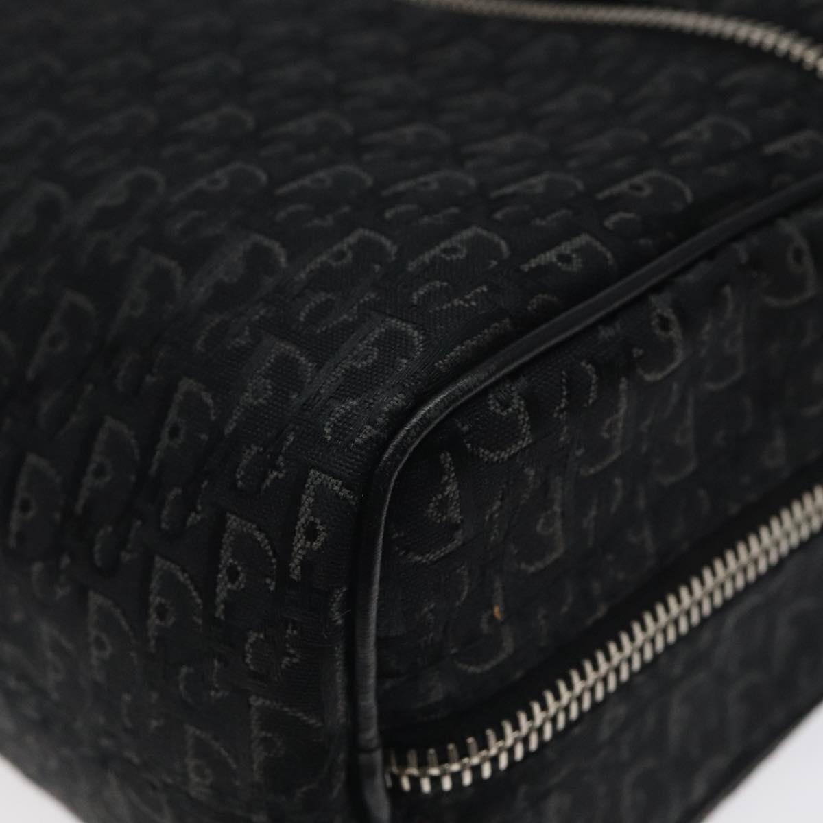Christian Dior Trotter Canvas Hand Bag Black Silver Auth 117320M