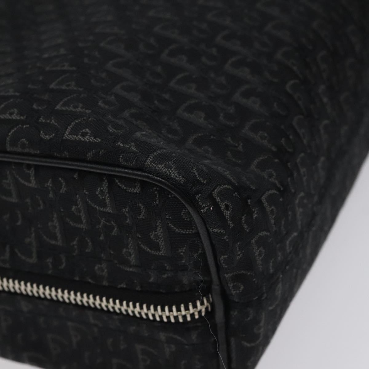 Christian Dior Trotter Canvas Hand Bag Black Silver Auth 117320M
