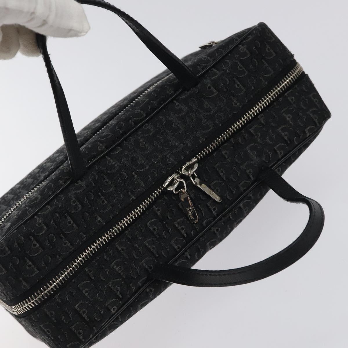 Christian Dior Trotter Canvas Hand Bag Black Silver Auth 117320M