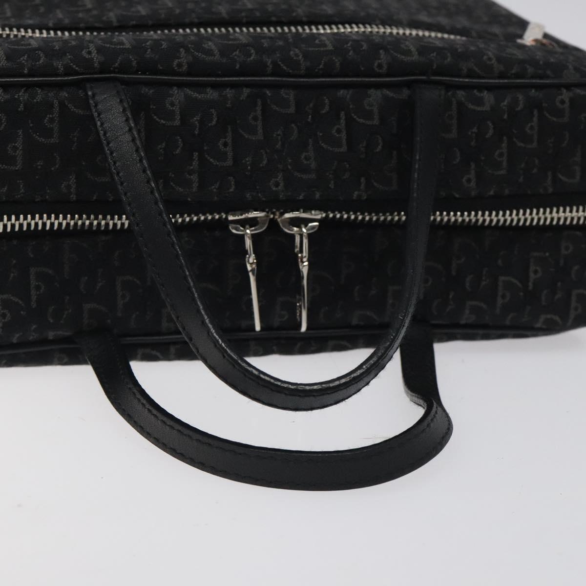 Christian Dior Trotter Canvas Hand Bag Black Silver Auth 117320M