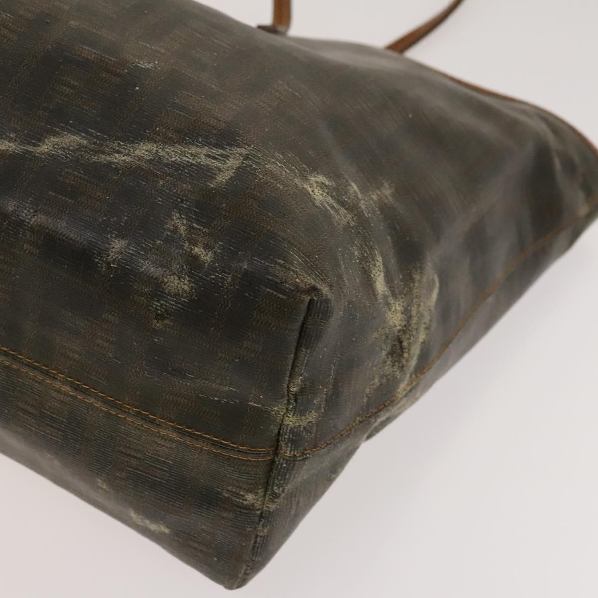FENDI Zucca Canvas Tote Bag Coated Canvas Brown Khaki Auth 117322