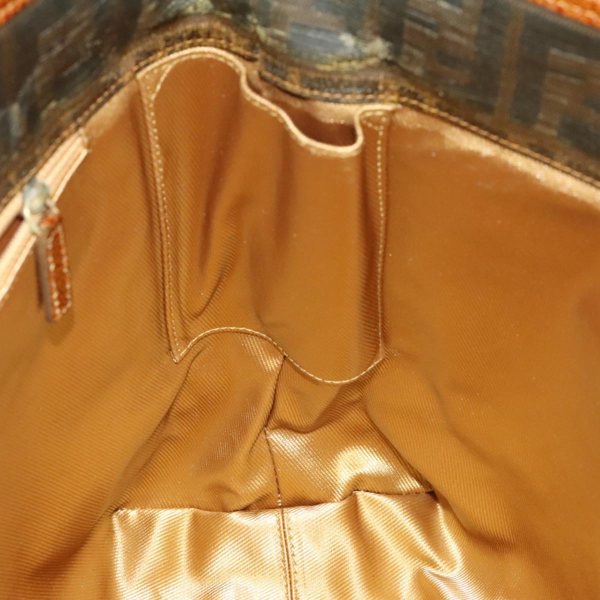 FENDI Zucca Canvas Tote Bag Coated Canvas Brown Khaki Auth 117322
