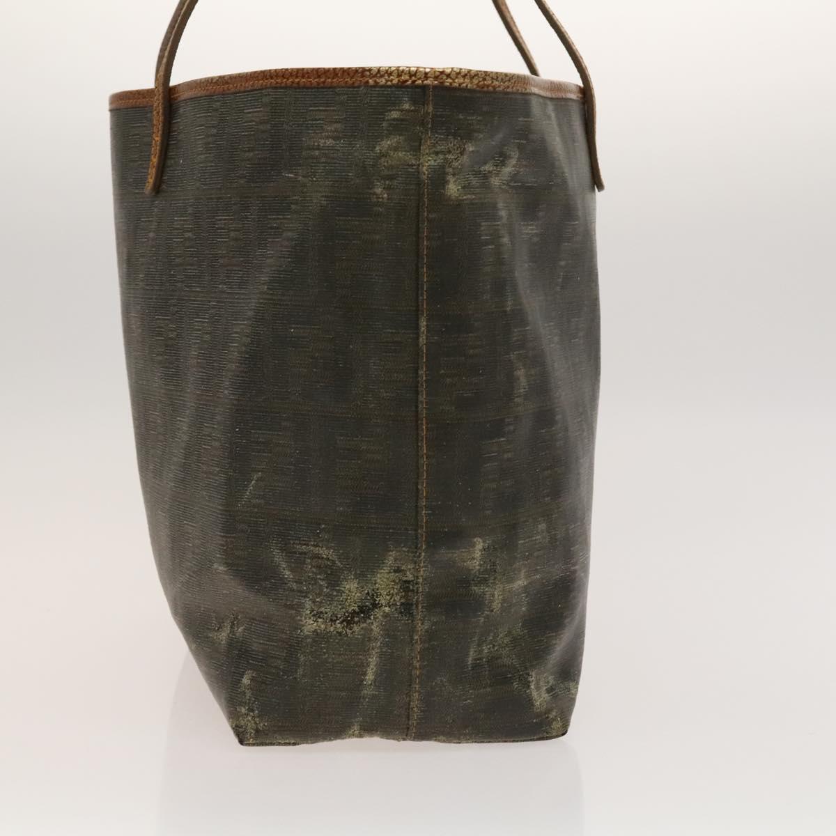 FENDI Zucca Canvas Tote Bag Coated Canvas Brown Khaki Auth 117322