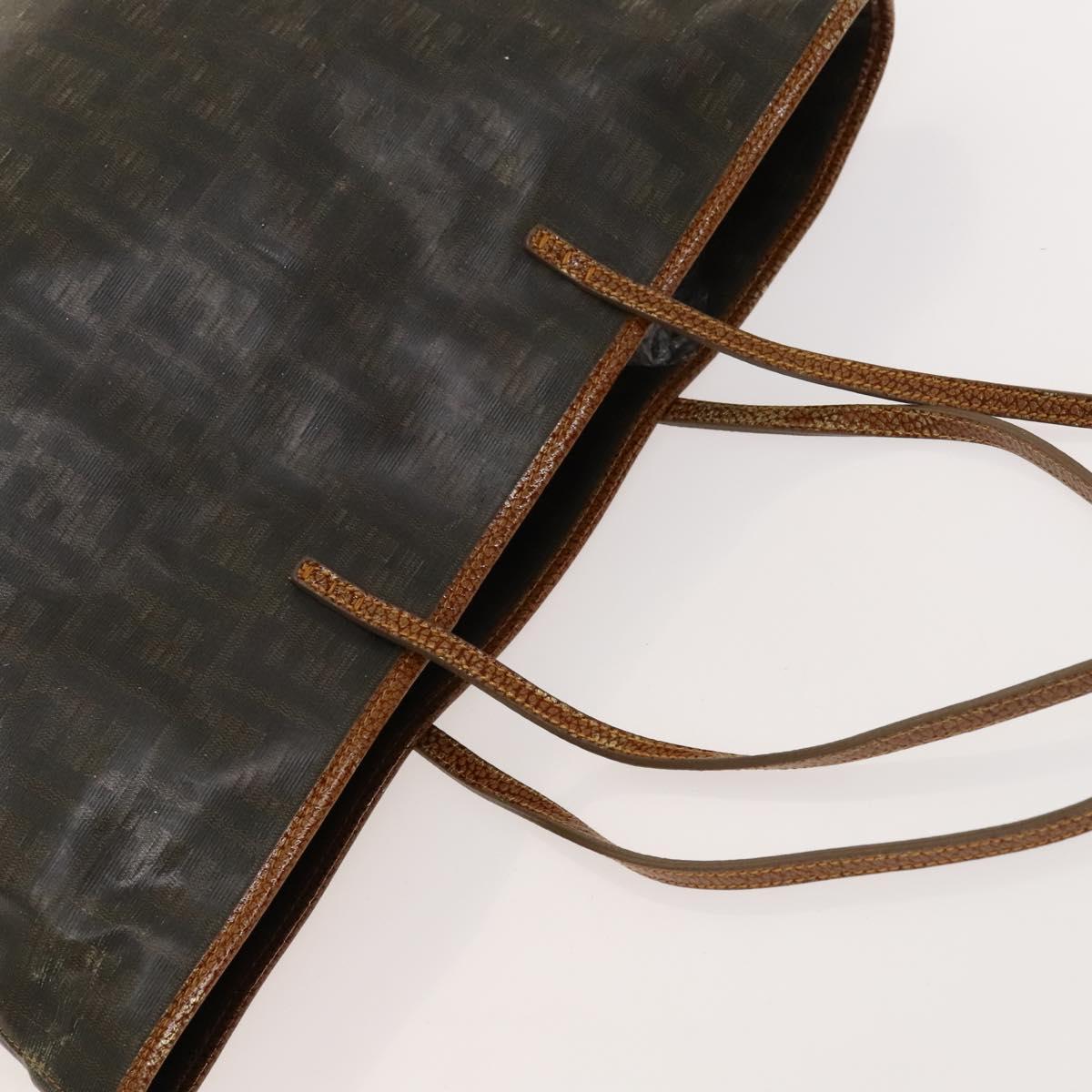 FENDI Zucca Canvas Tote Bag Coated Canvas Brown Khaki Auth 117322