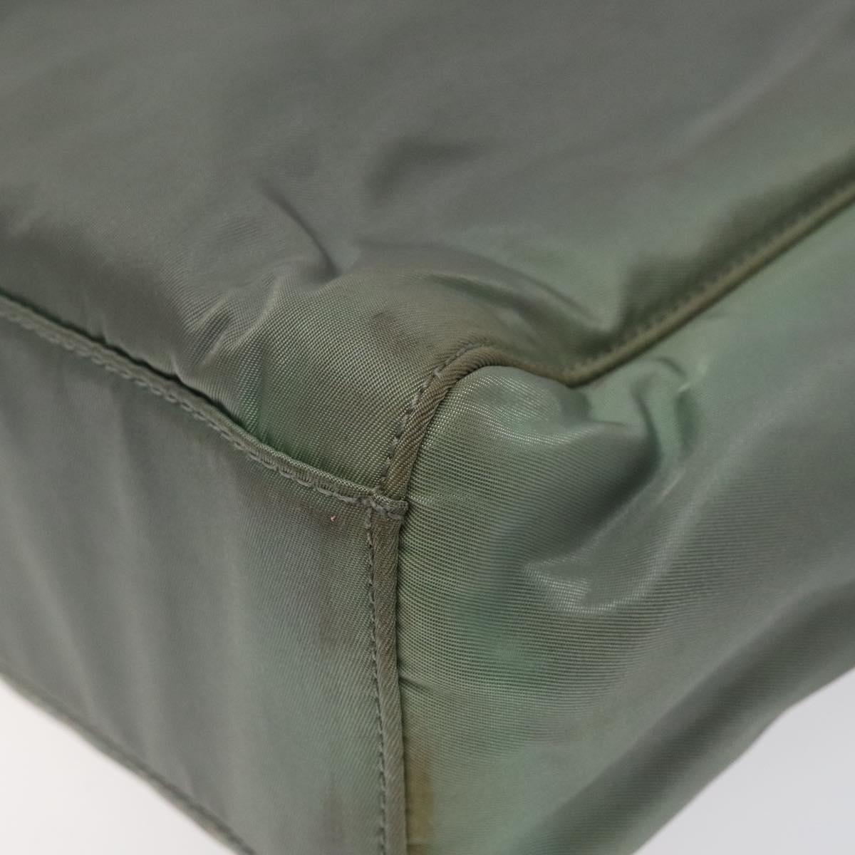 PRADA Hand Bag Nylon Khaki Silver Auth 117333