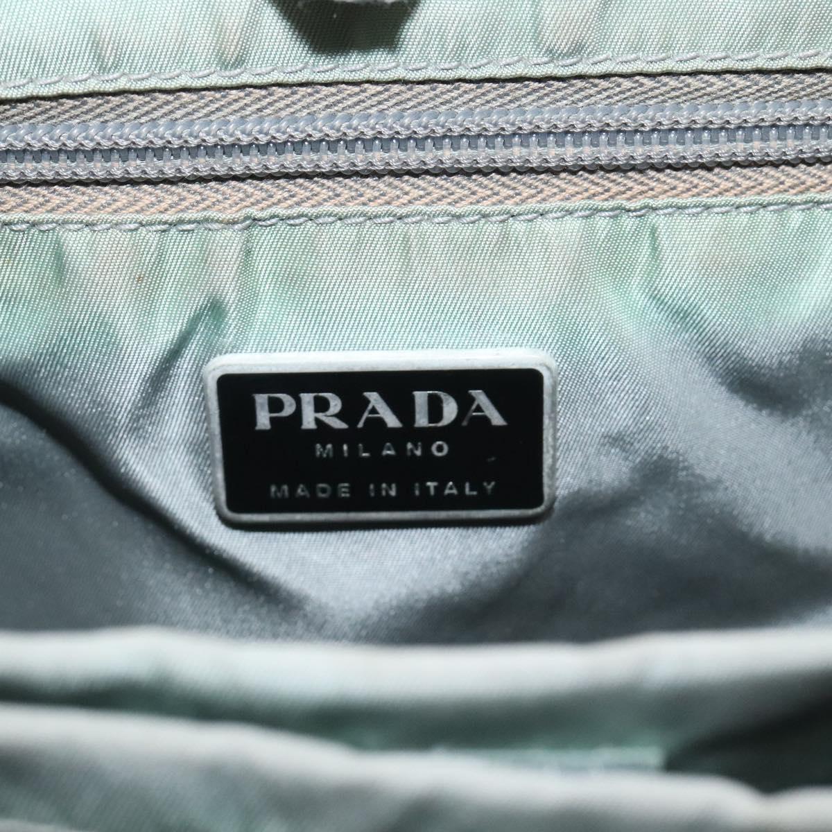 PRADA Hand Bag Nylon Khaki Silver Auth 117333