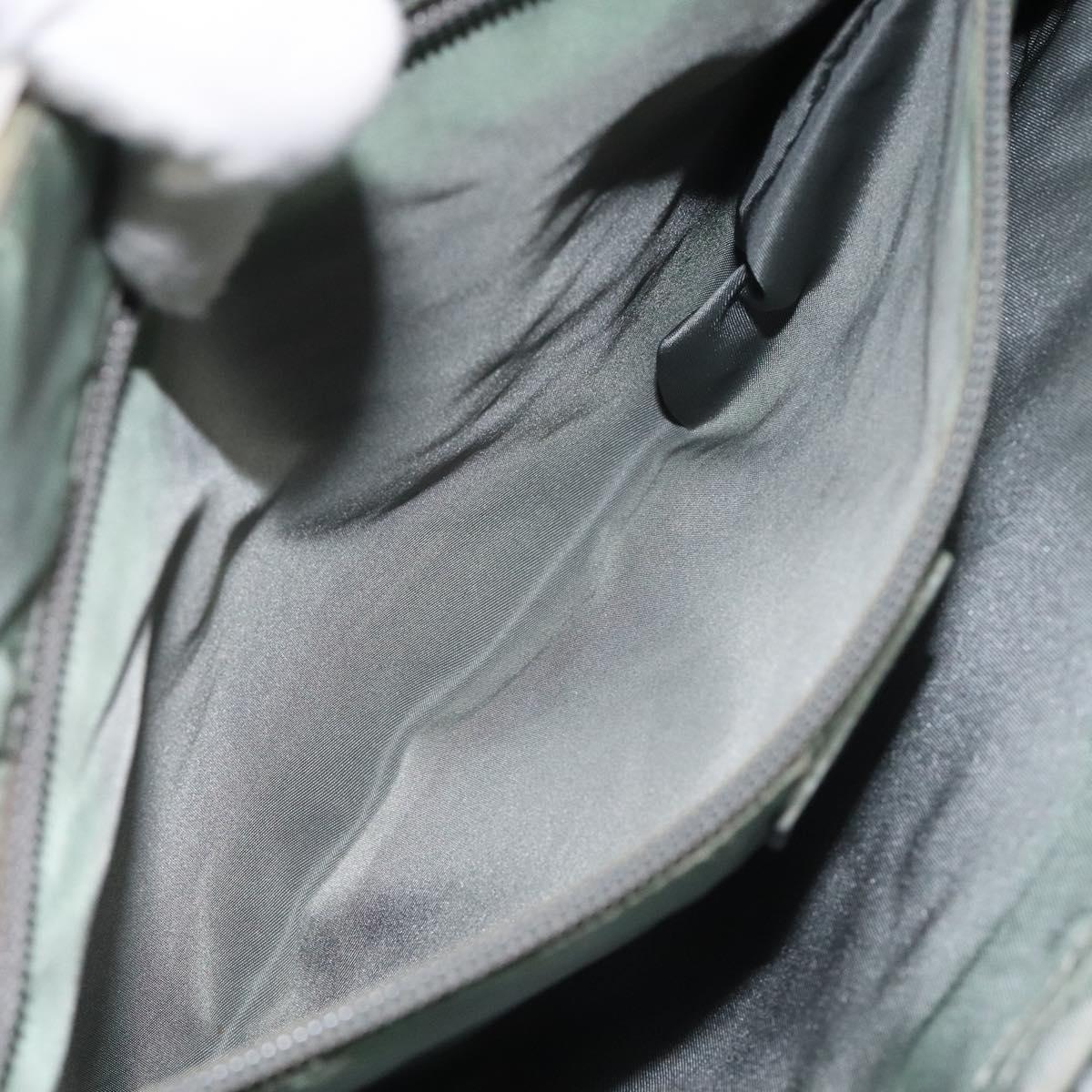 PRADA Hand Bag Nylon Khaki Silver Auth 117333