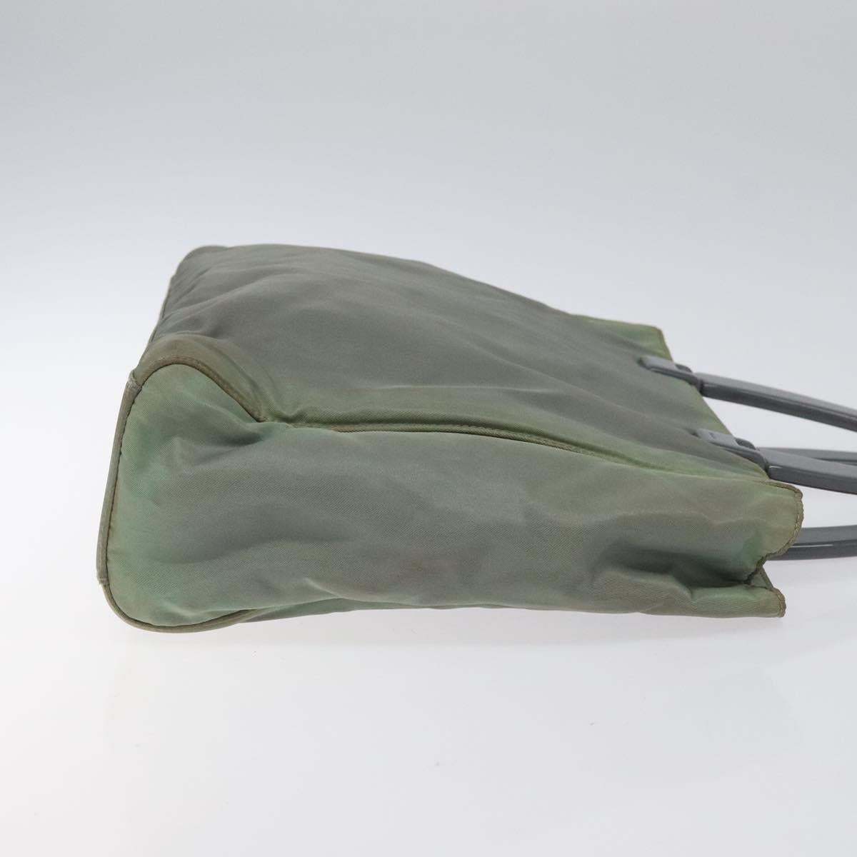 PRADA Hand Bag Nylon Khaki Silver Auth 117333