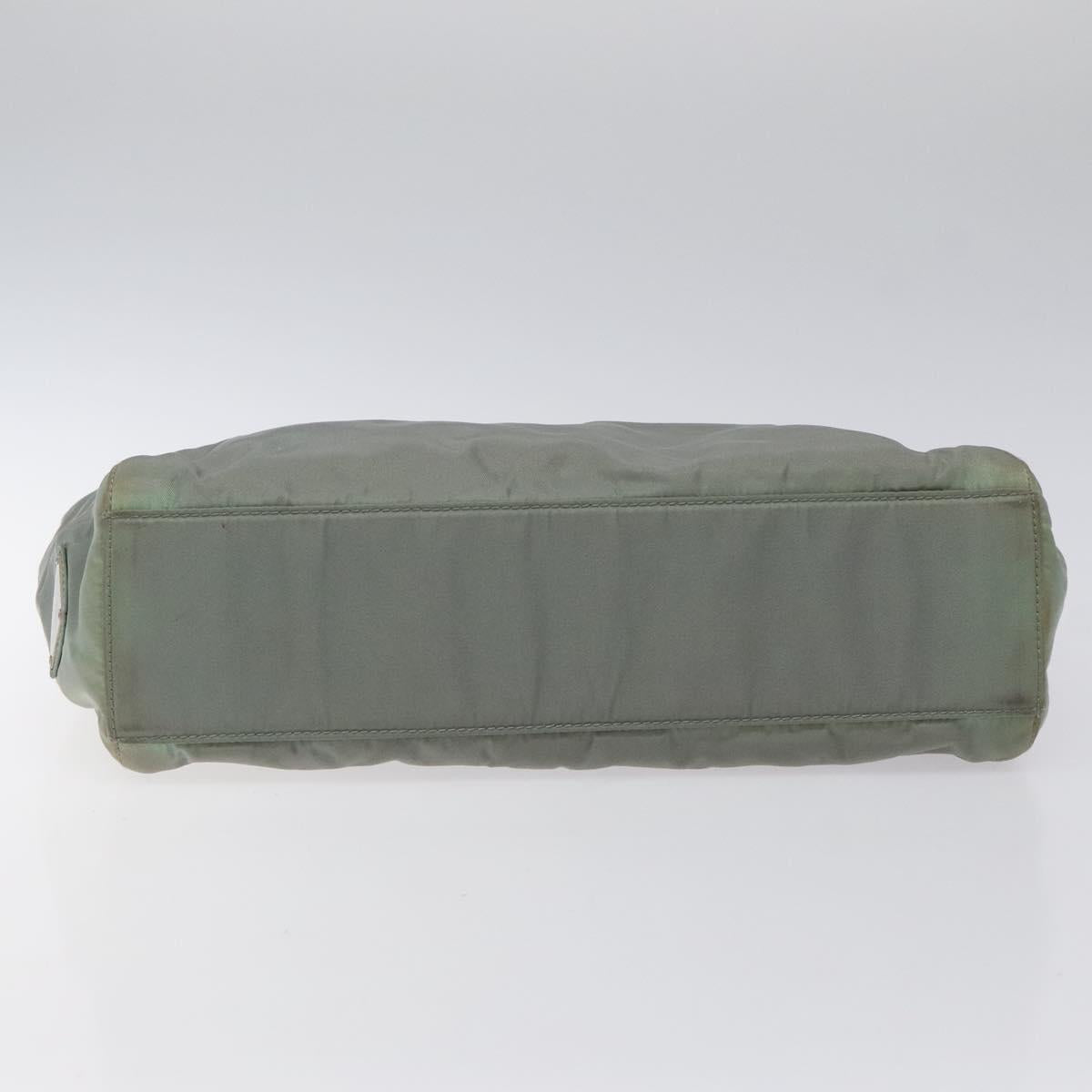 PRADA Hand Bag Nylon Khaki Silver Auth 117333