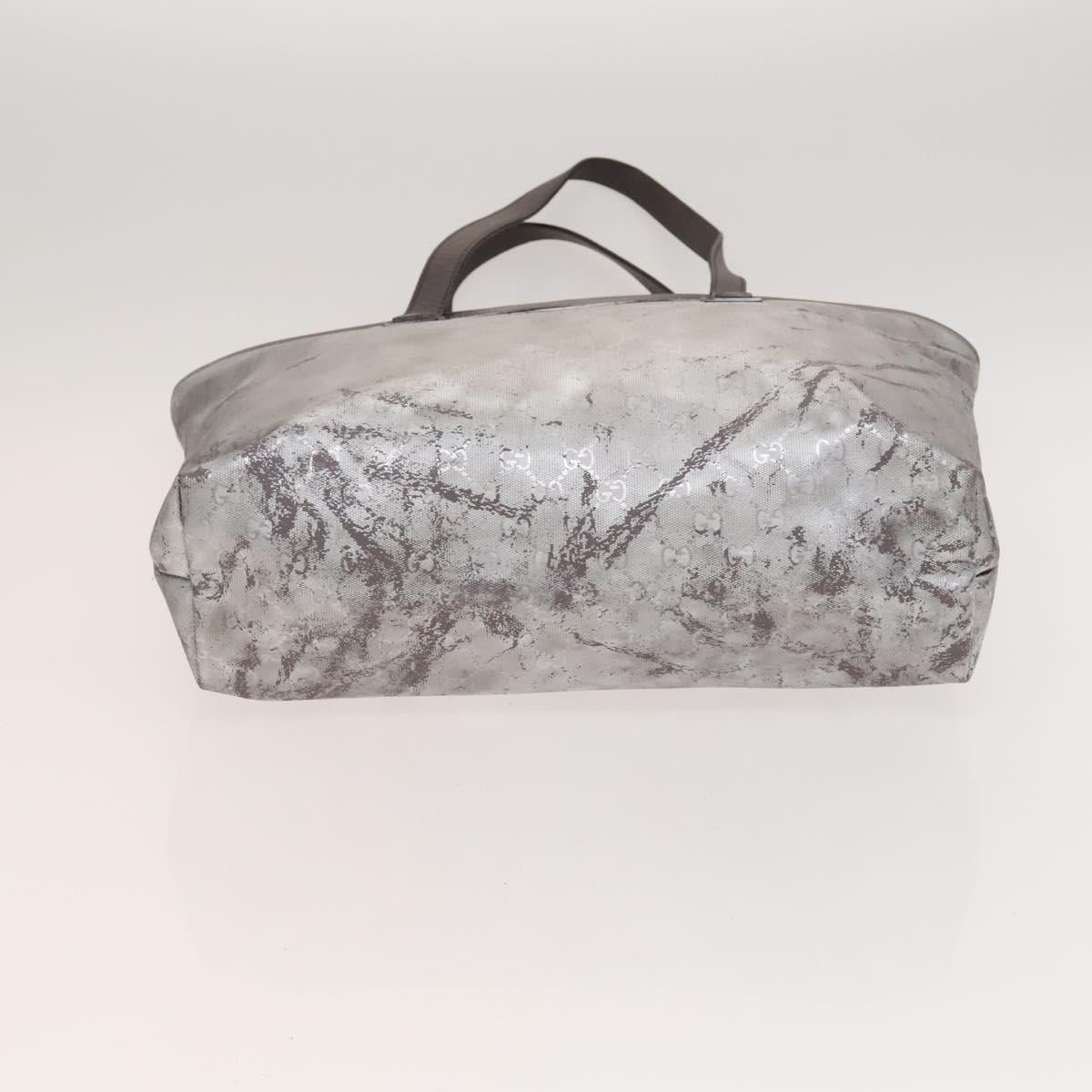 GUCCI GG Implementation Tote Bag Coated Canvas Silver Auth 117334