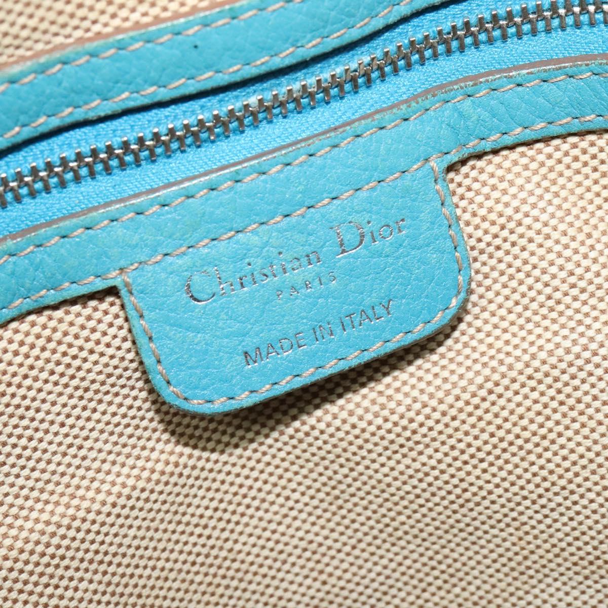 Christian Dior Canage Tote Bag Coated Canvas Blue Silver Auth 117361