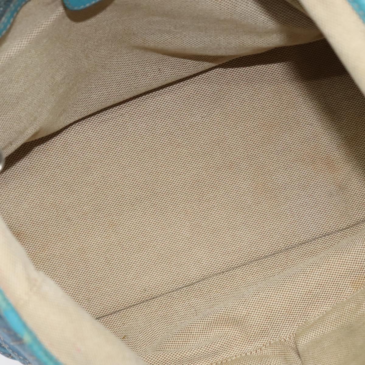 Christian Dior Canage Tote Bag Coated Canvas Blue Silver Auth 117361