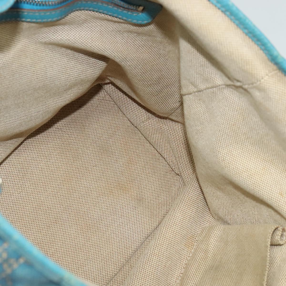 Christian Dior Canage Tote Bag Coated Canvas Blue Silver Auth 117361