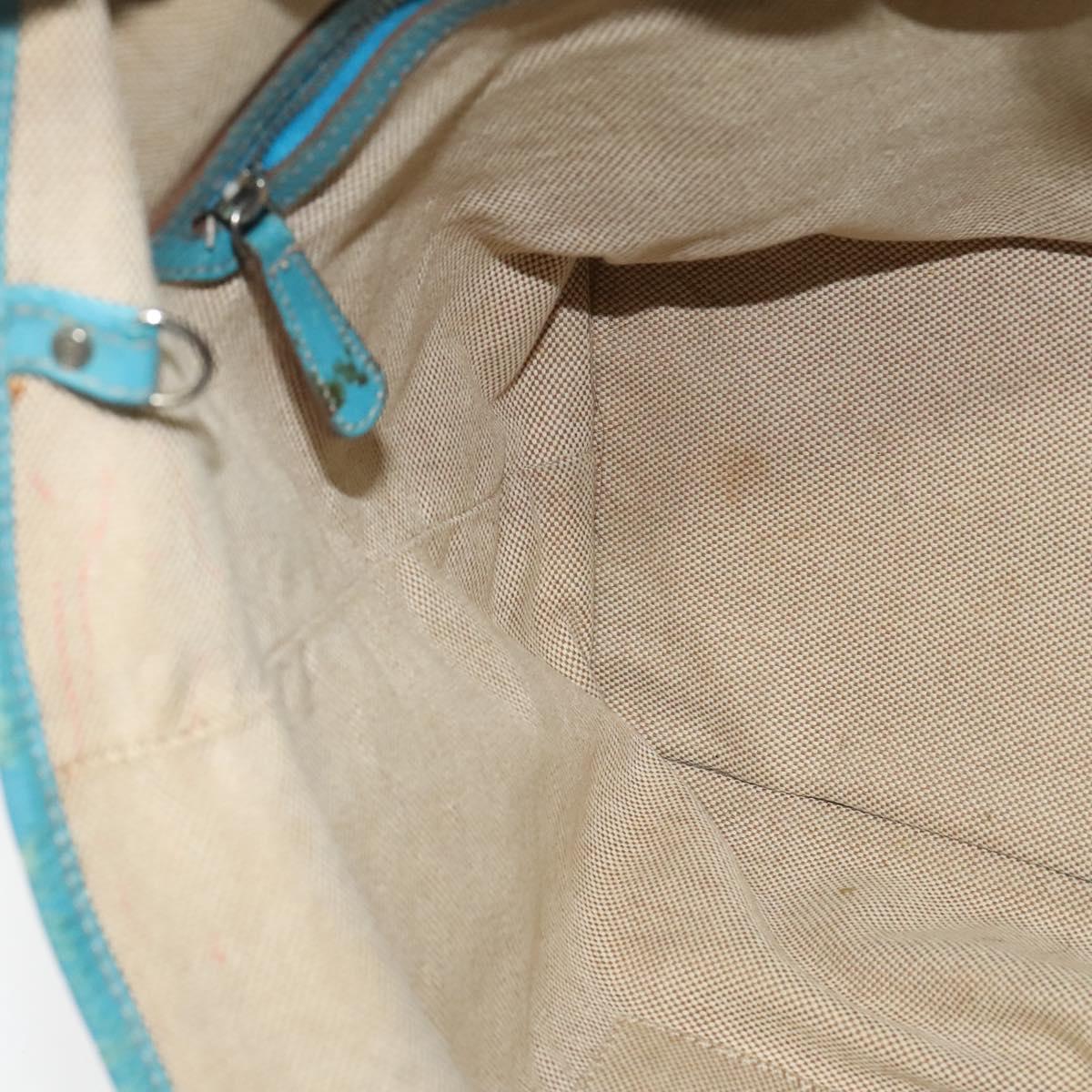 Christian Dior Canage Tote Bag Coated Canvas Blue Silver Auth 117361