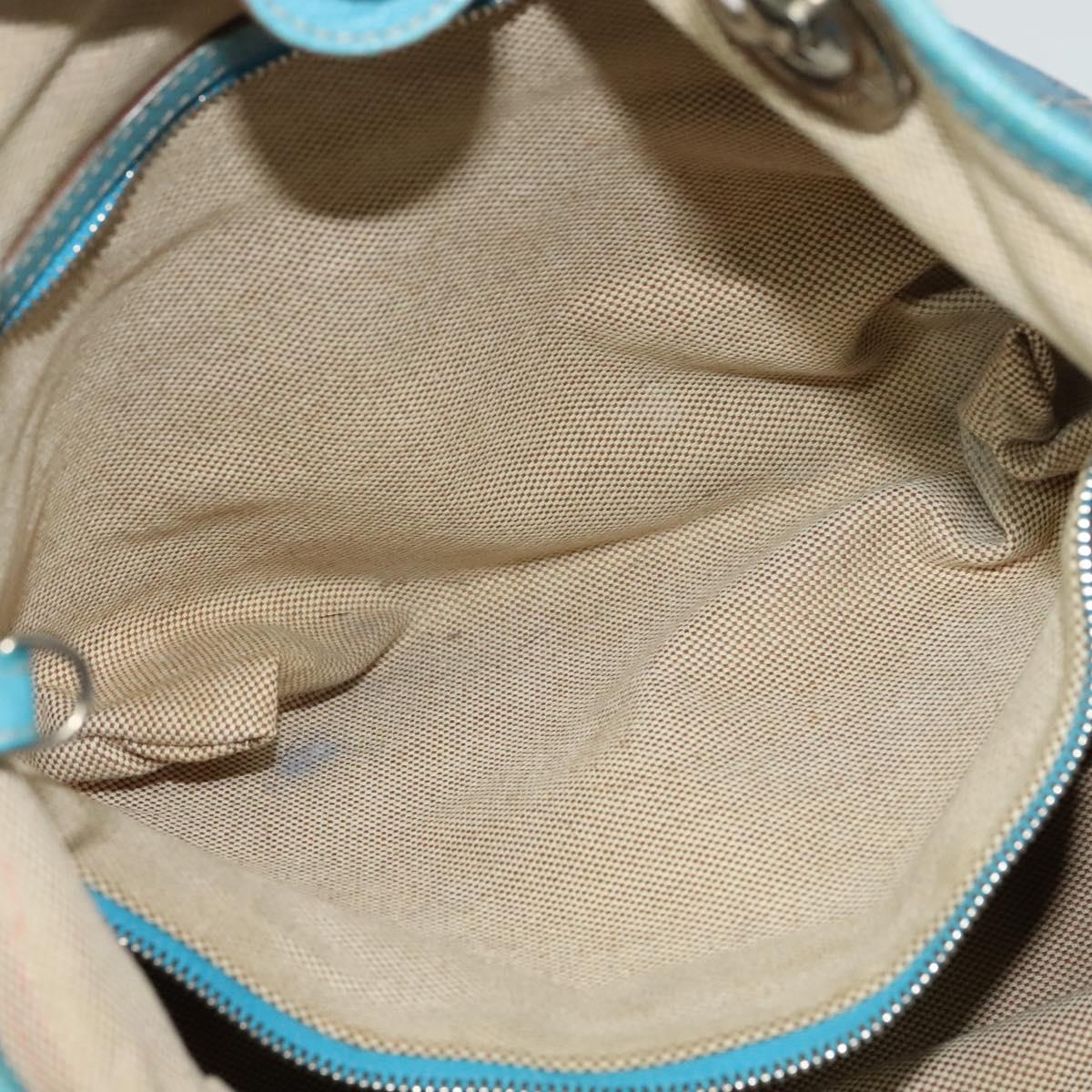 Christian Dior Canage Tote Bag Coated Canvas Blue Silver Auth 117361