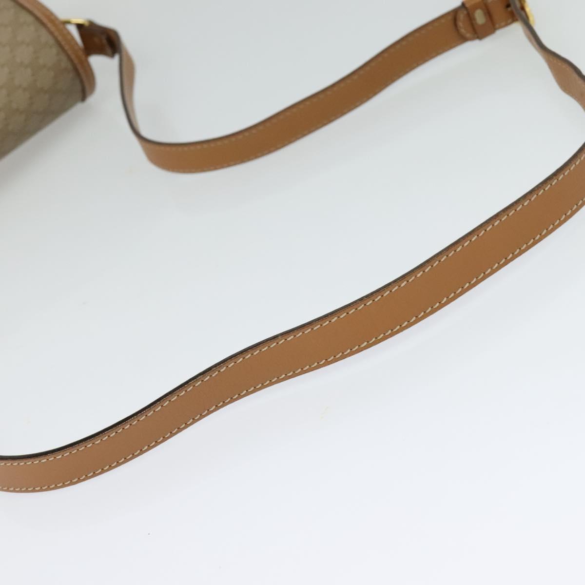 CELINE Macadam Canvas Shoulder Bag Beige Gold Auth 117362