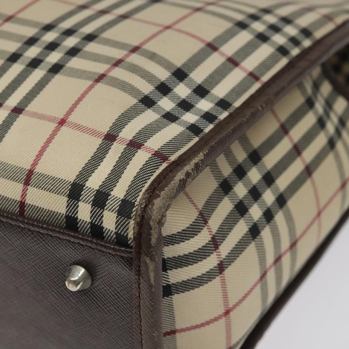 BURBERRY Nova Check Hand Bag Canvas Beige Auth 117364