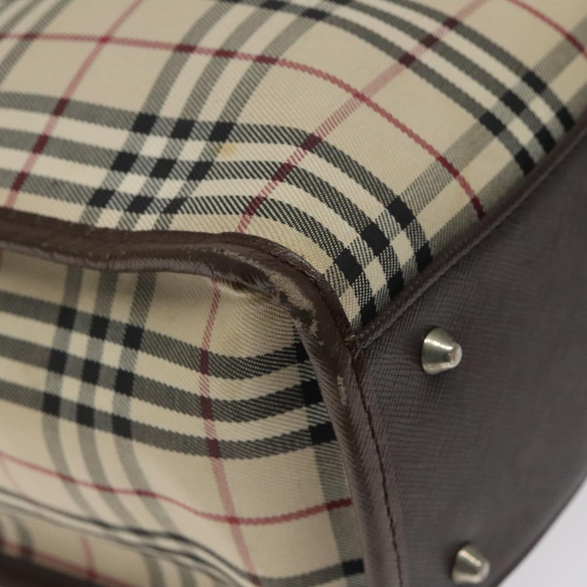 BURBERRY Nova Check Hand Bag Canvas Beige Auth 117364