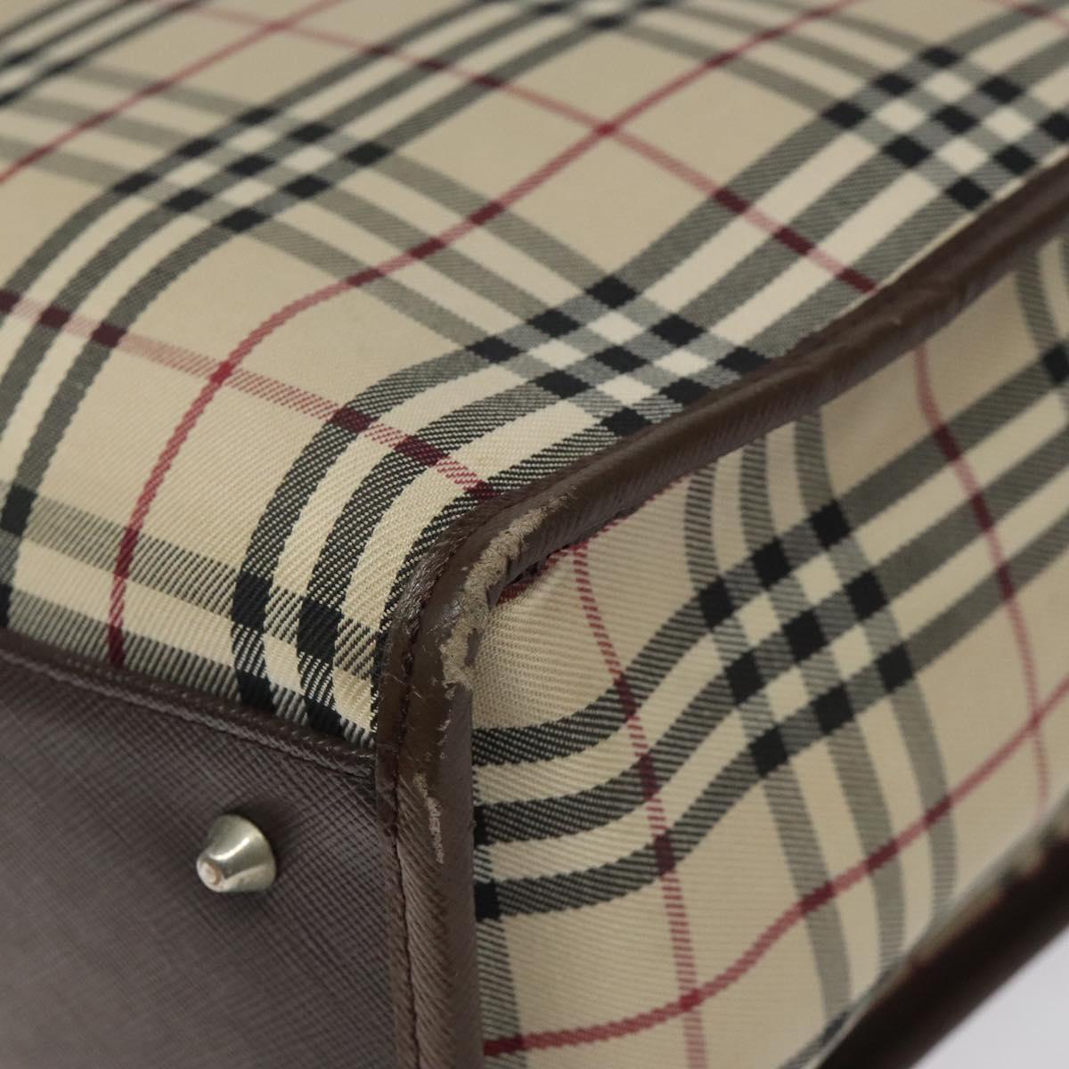 BURBERRY Nova Check Hand Bag Canvas Beige Auth 117364