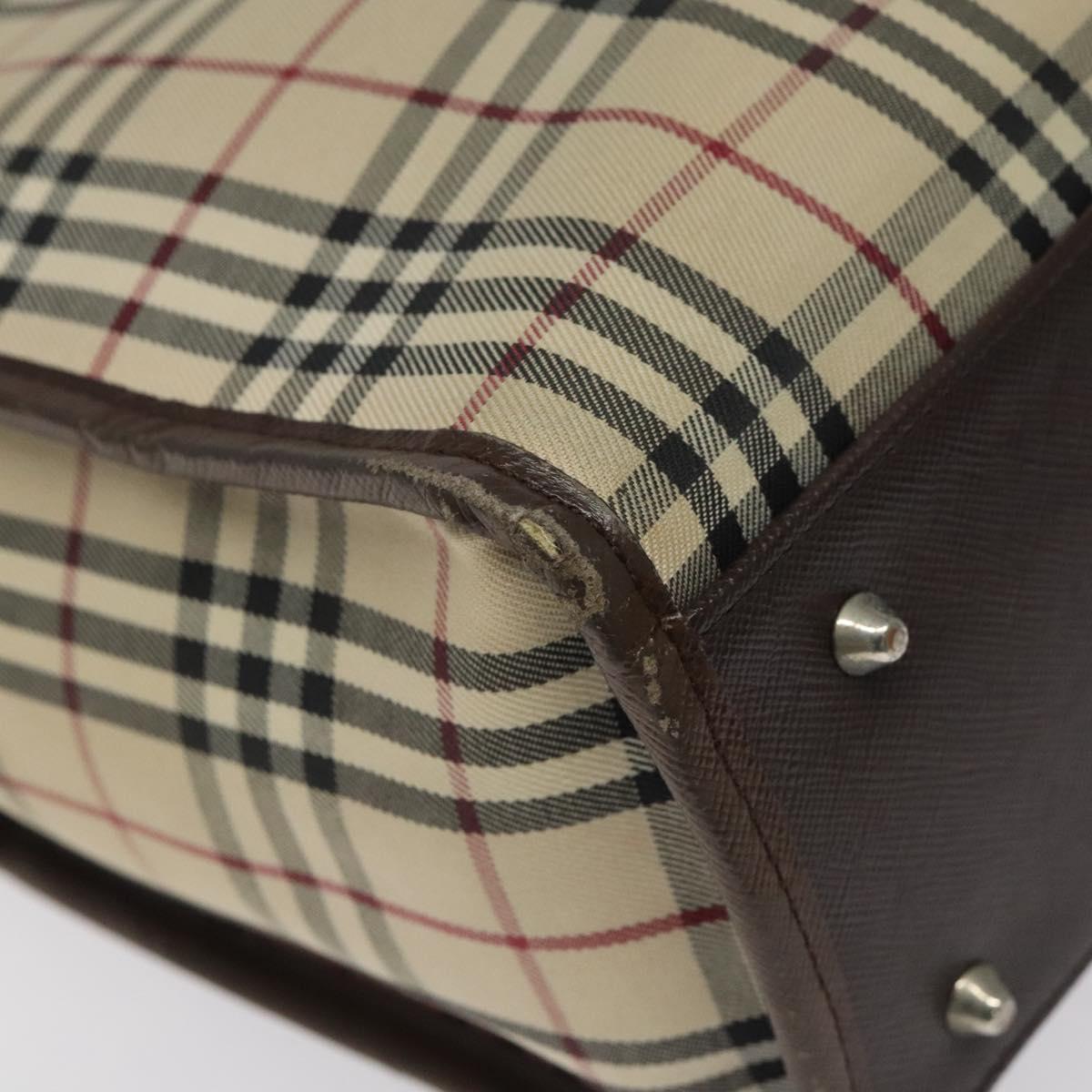 BURBERRY Nova Check Hand Bag Canvas Beige Auth 117364