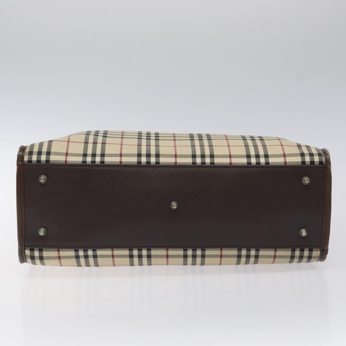 BURBERRY Nova Check Hand Bag Canvas Beige Auth 117364