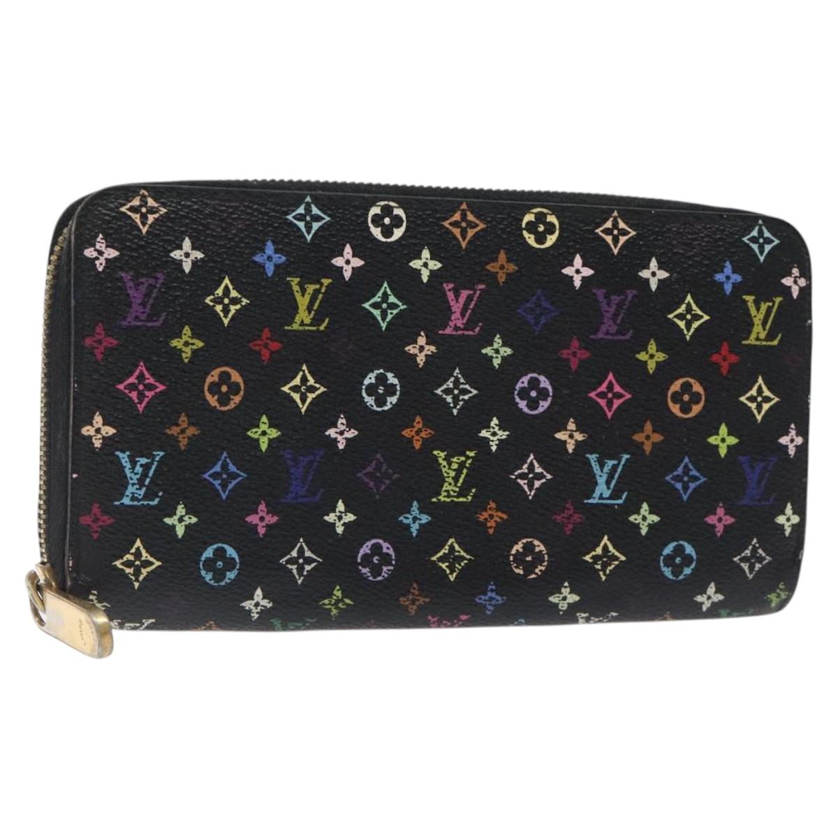 LOUIS VUITTON Monogram Multicolor Zippy Wallet Long Black M60243 LV Auth 117381