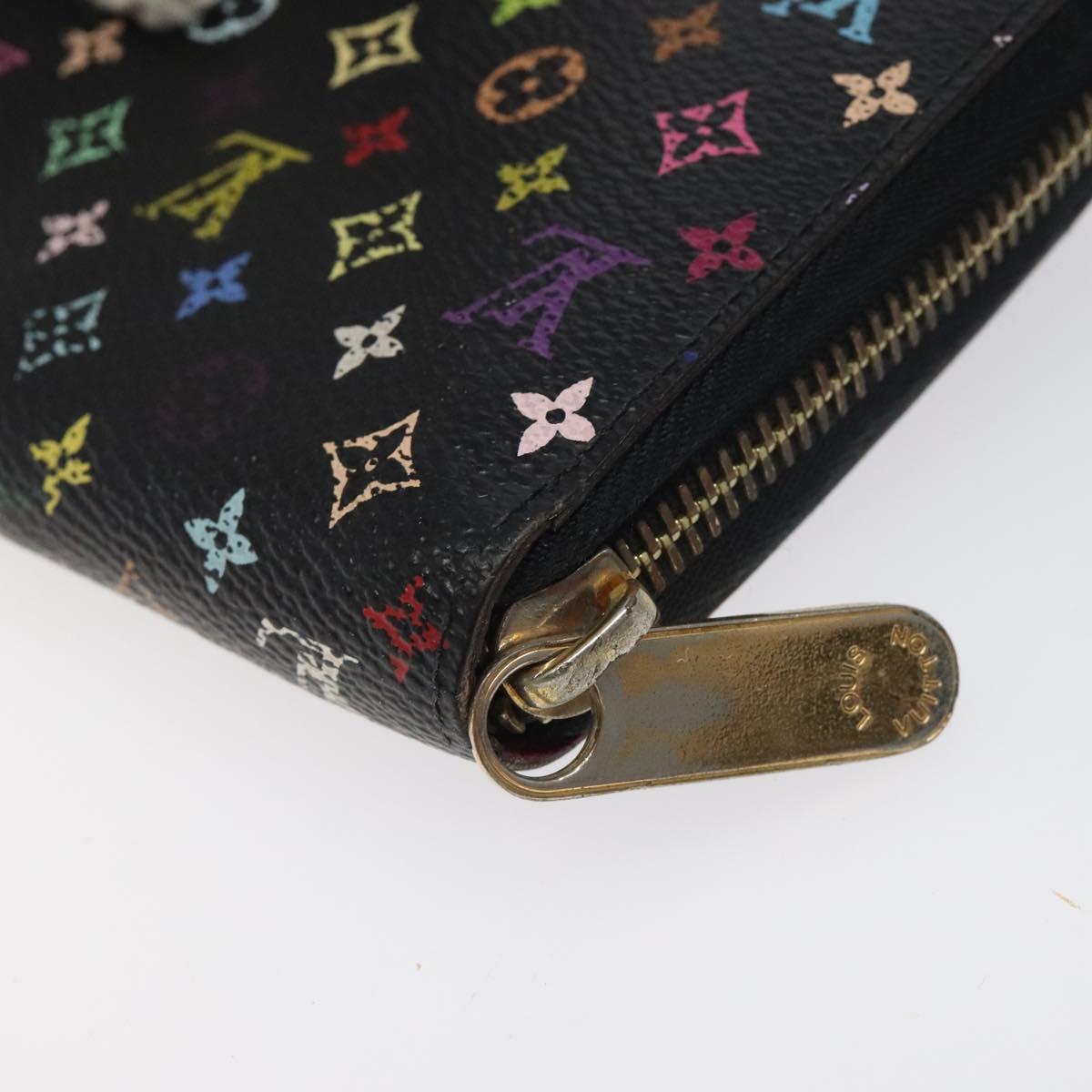 LOUIS VUITTON Monogram Multicolor Zippy Wallet Long Black M60243 LV Auth 117381