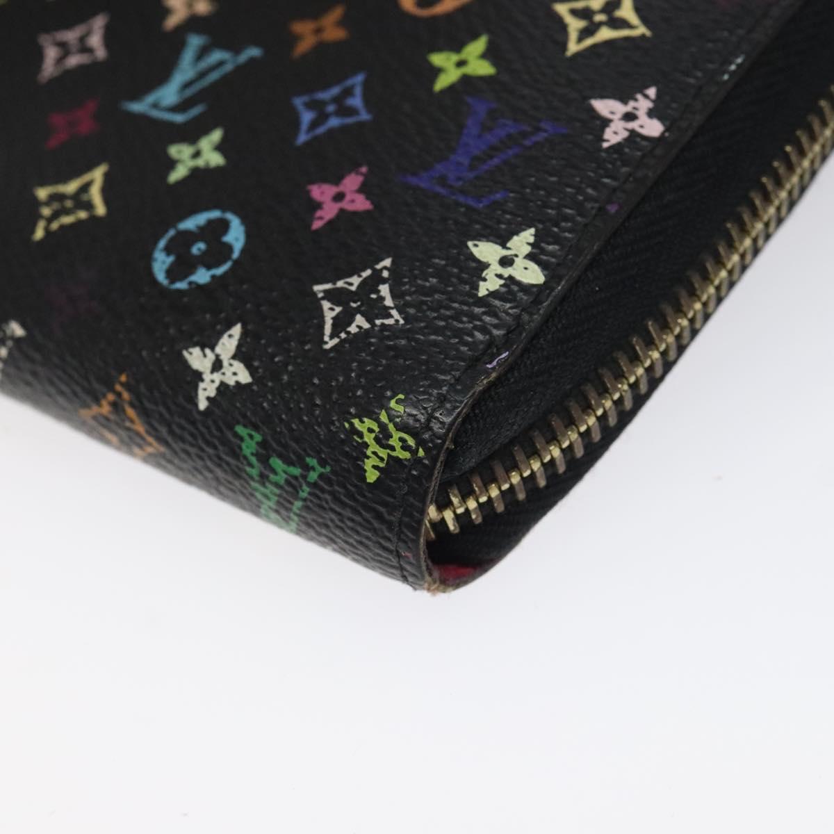 LOUIS VUITTON Monogram Multicolor Zippy Wallet Long Black M60243 LV Auth 117381