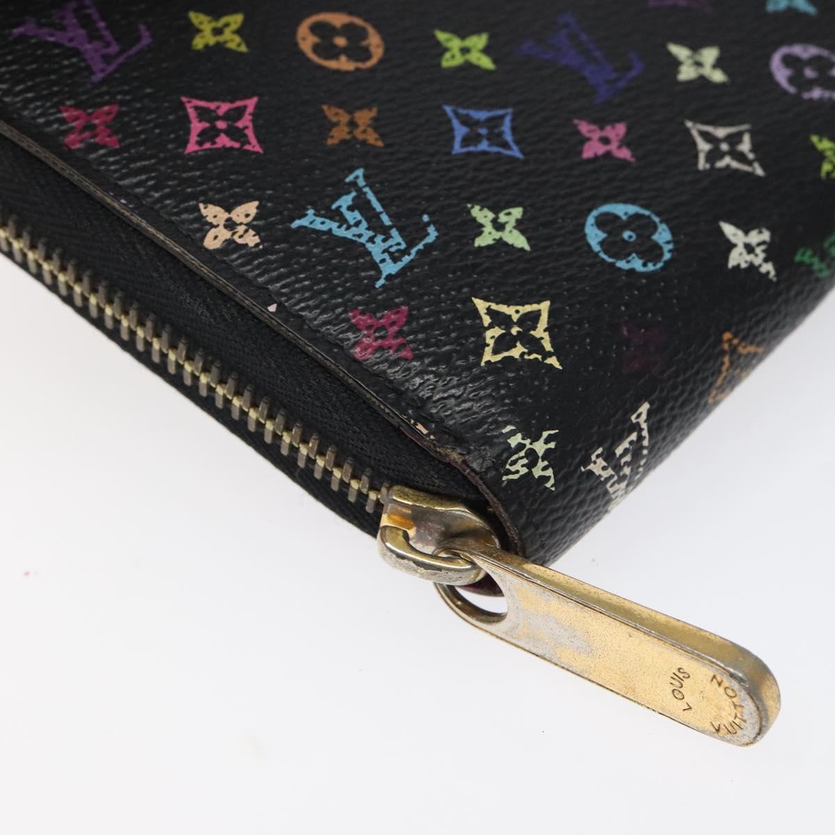 LOUIS VUITTON Monogram Multicolor Zippy Wallet Long Black M60243 LV Auth 117381