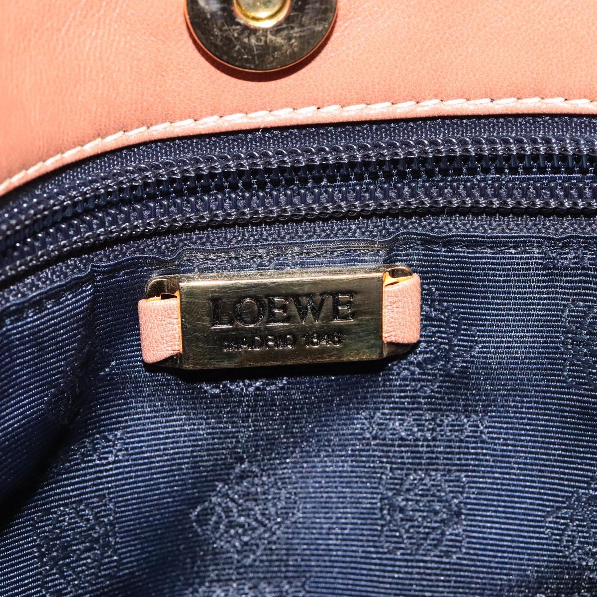 LOEWE Anagram Hand Bag Leather Brown Auth 117386