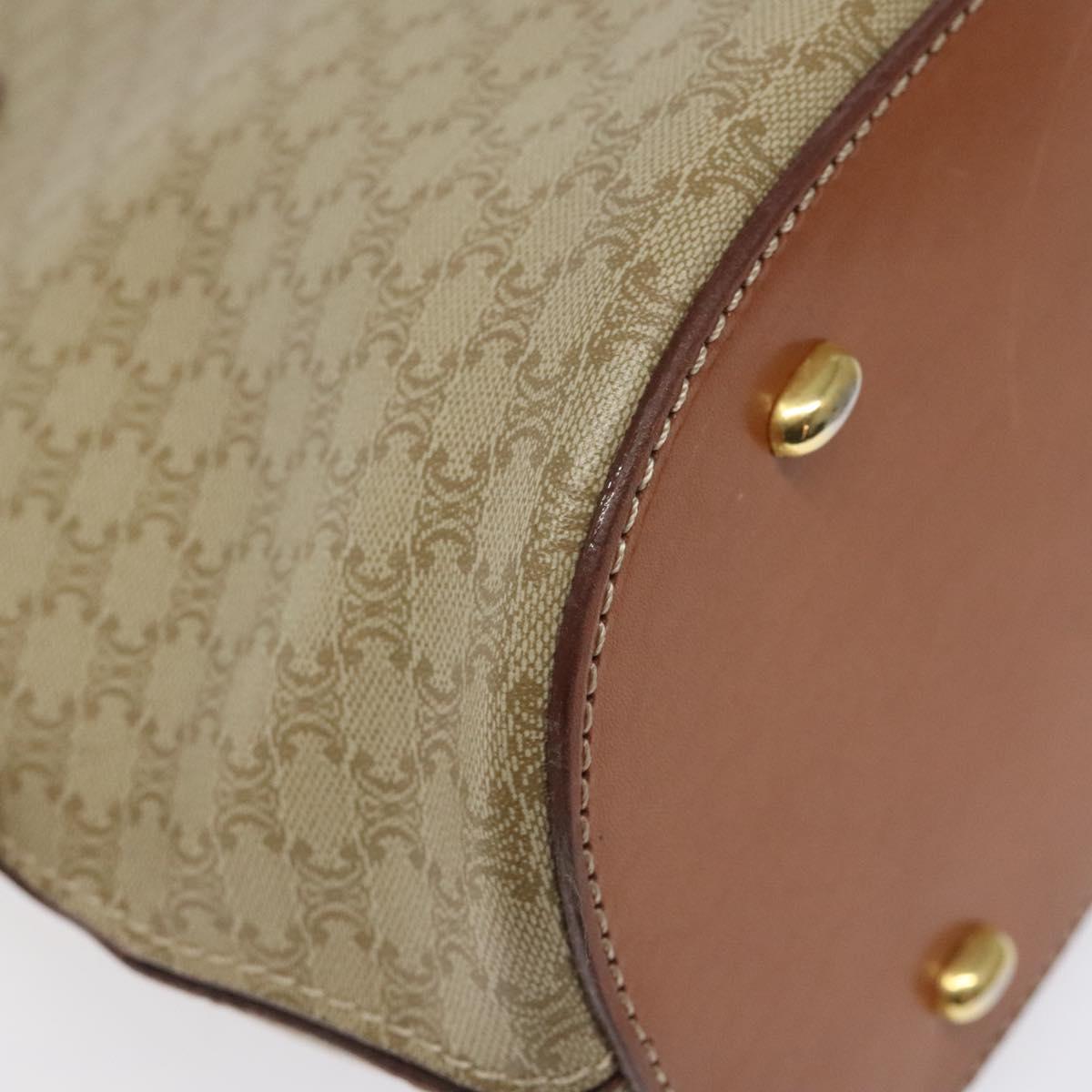 CELINE Macadam Canvas Hand Bag PVC Beige Gold Auth 117394