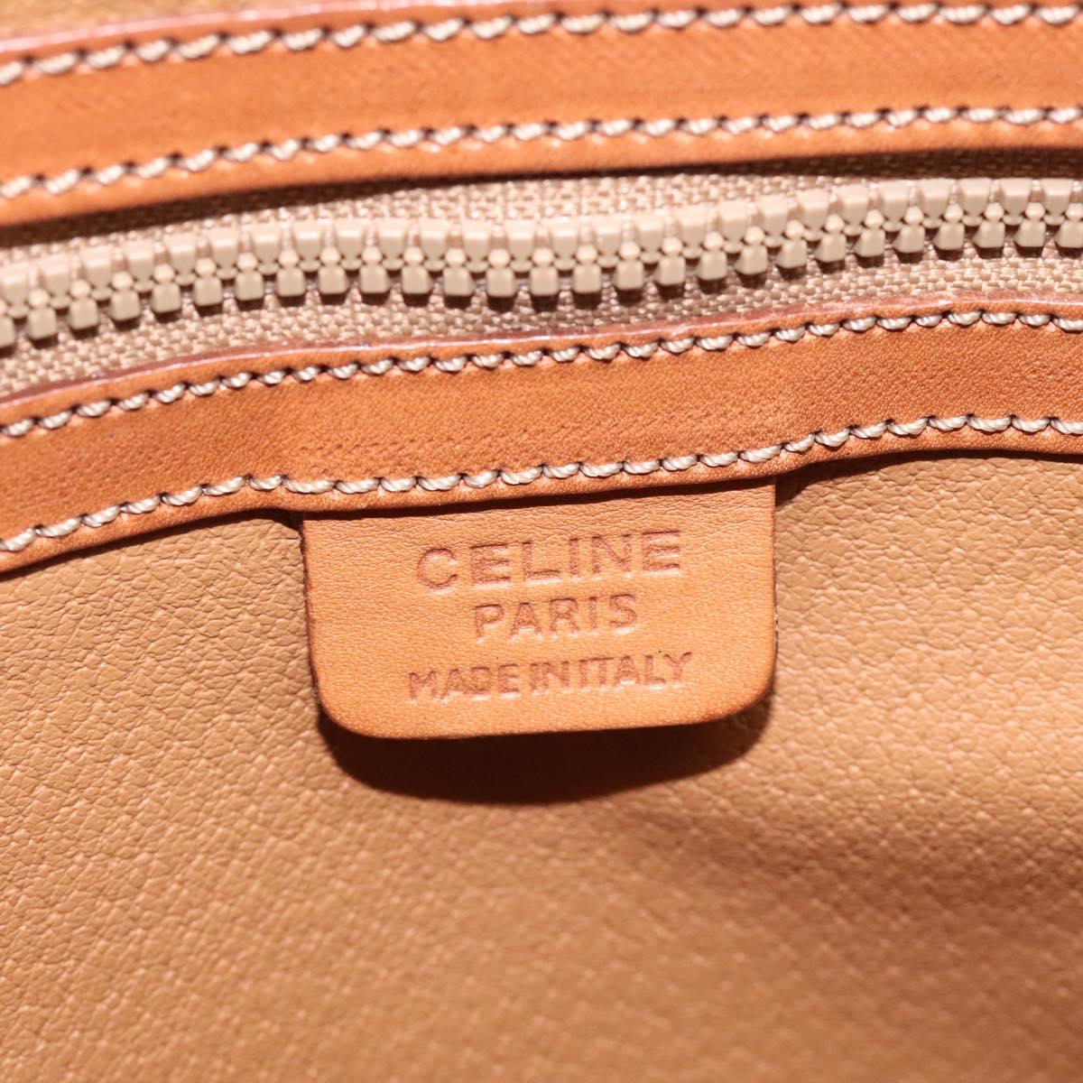 CELINE Macadam Canvas Hand Bag PVC Beige Gold Auth 117394