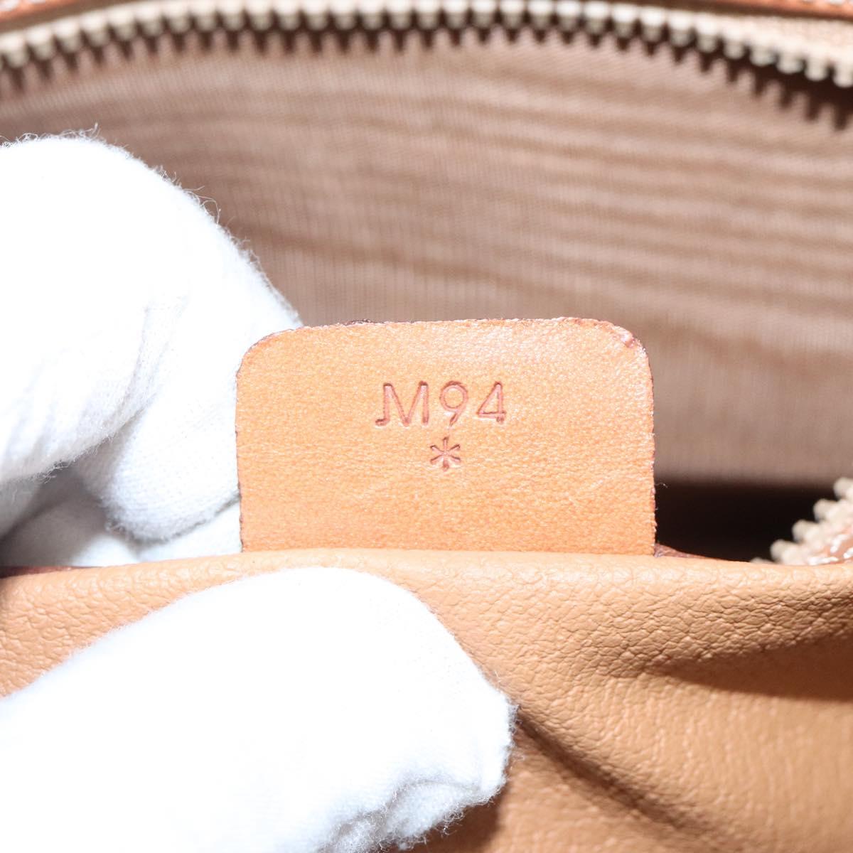 CELINE Macadam Canvas Hand Bag PVC Beige Gold Auth 117394