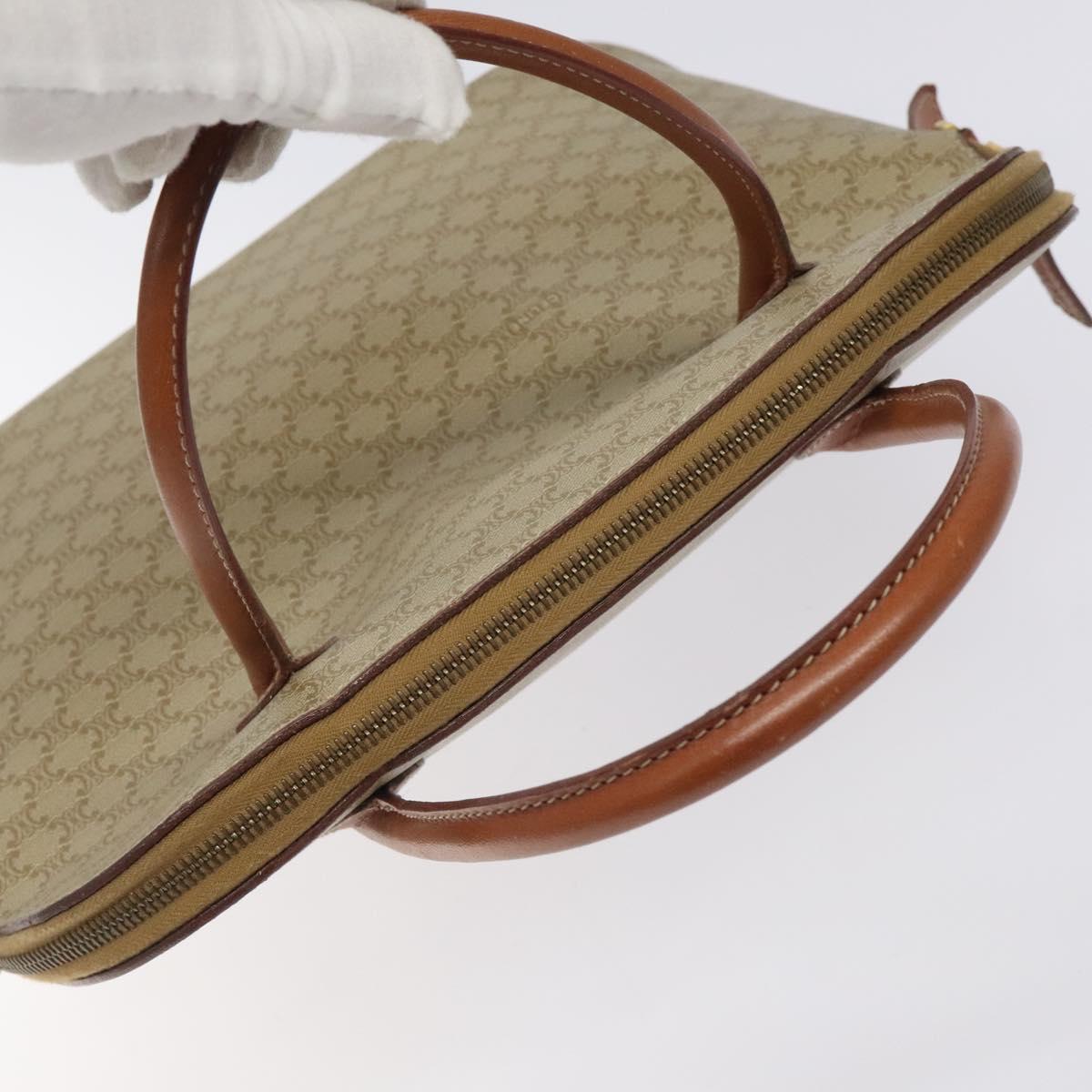 CELINE Macadam Canvas Hand Bag PVC Beige Gold Auth 117394