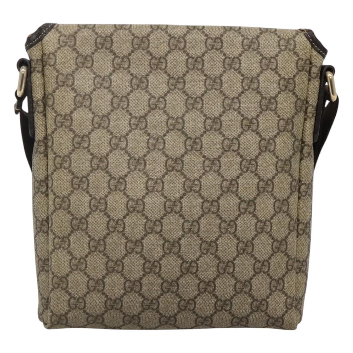 GUCCI GG Supreme Shoulder Bag PVC Leather Beige 223666 Auth 117420