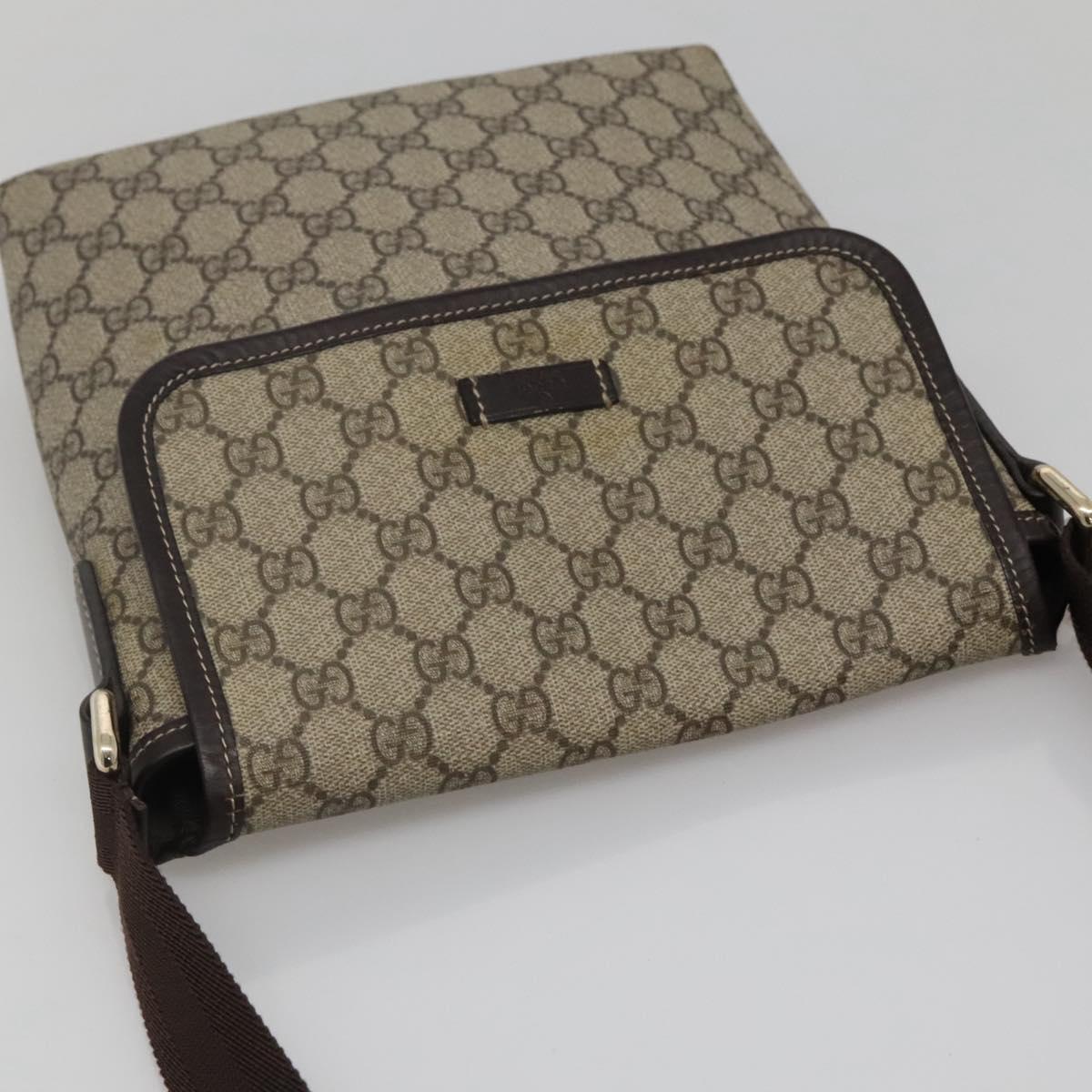 GUCCI GG Supreme Shoulder Bag PVC Leather Beige 223666 Auth 117420