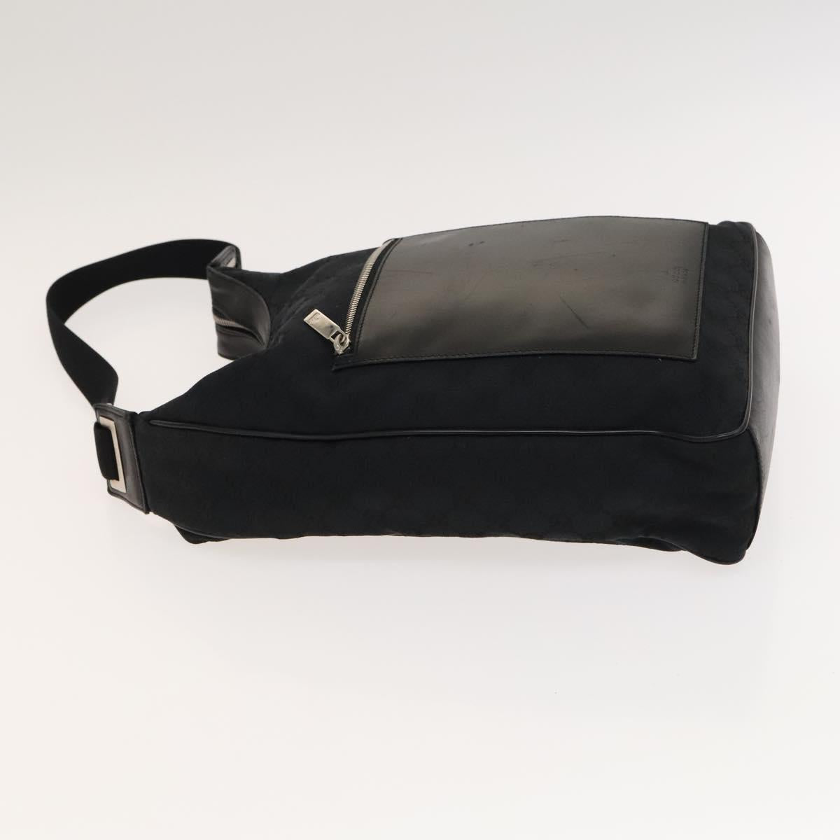 GUCCI GG Canvas Shoulder Bag Black Silver 019 0538 Auth 117433