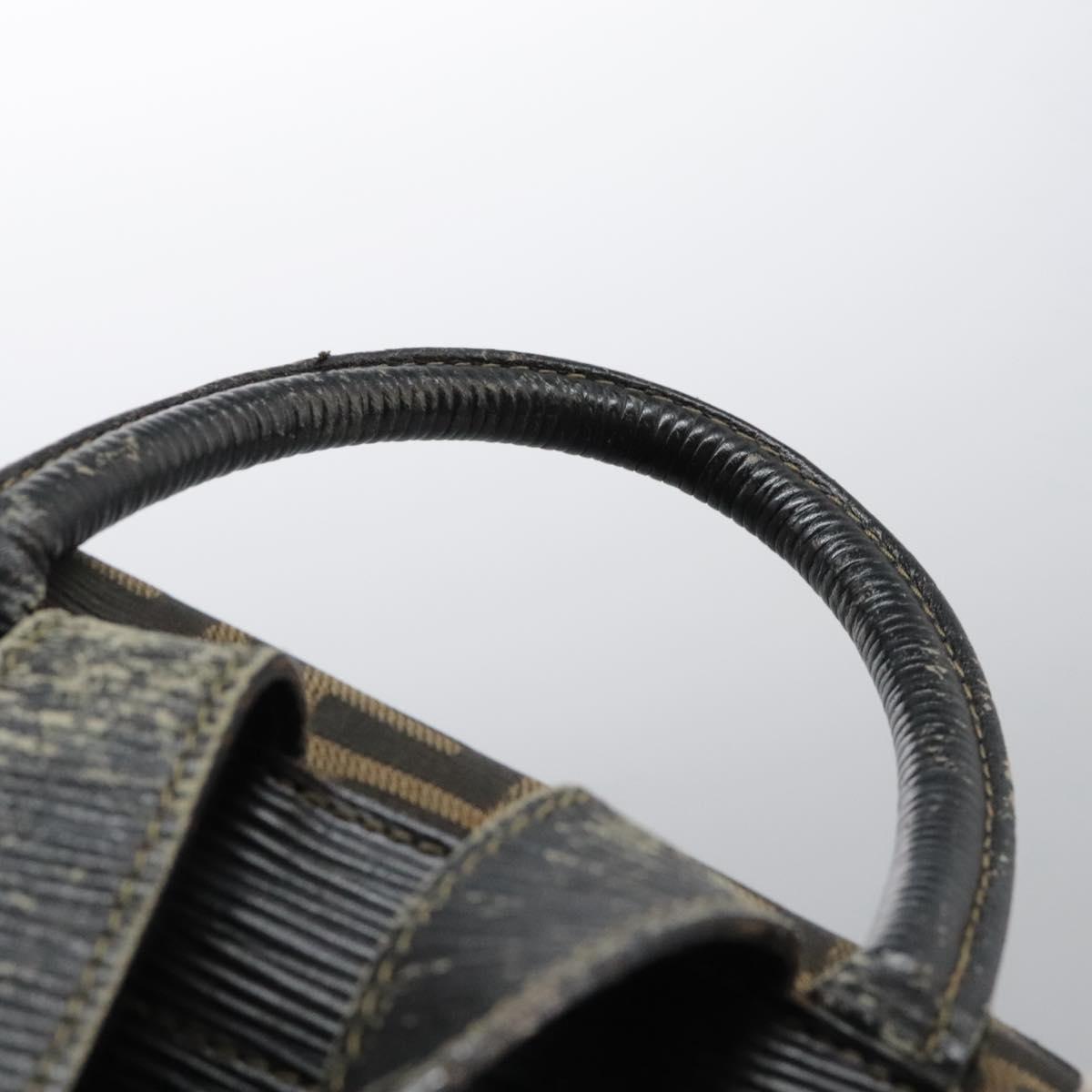 FENDI Zucca Canvas Backpack Brown Black gold Auth 117434