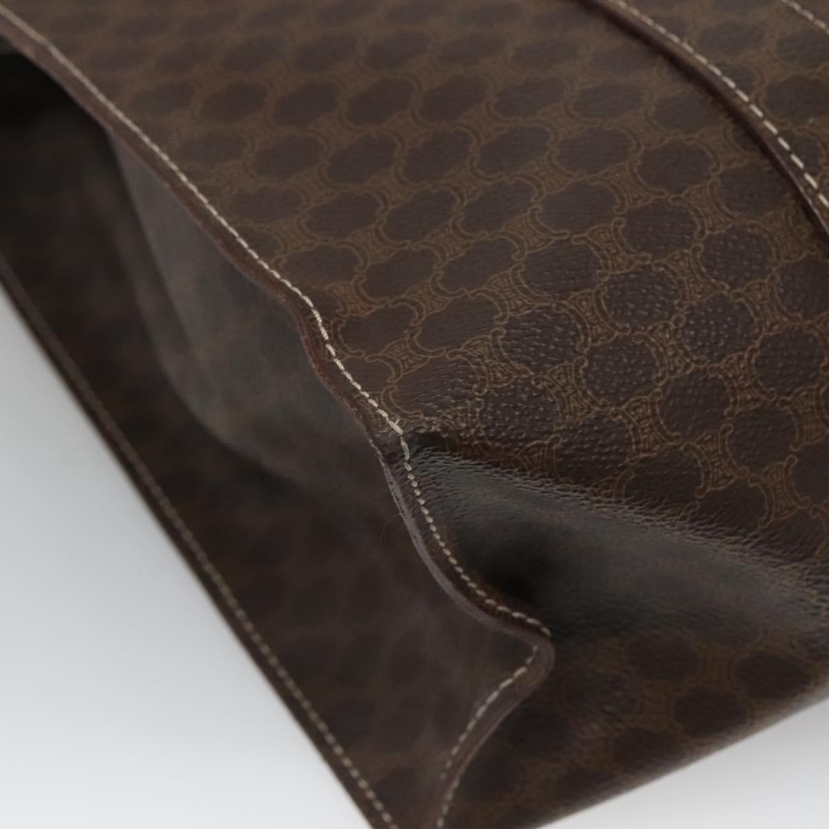 CELINE Macadam Canvas Tote Bag PVC Leather Brown Gold Auth 117440
