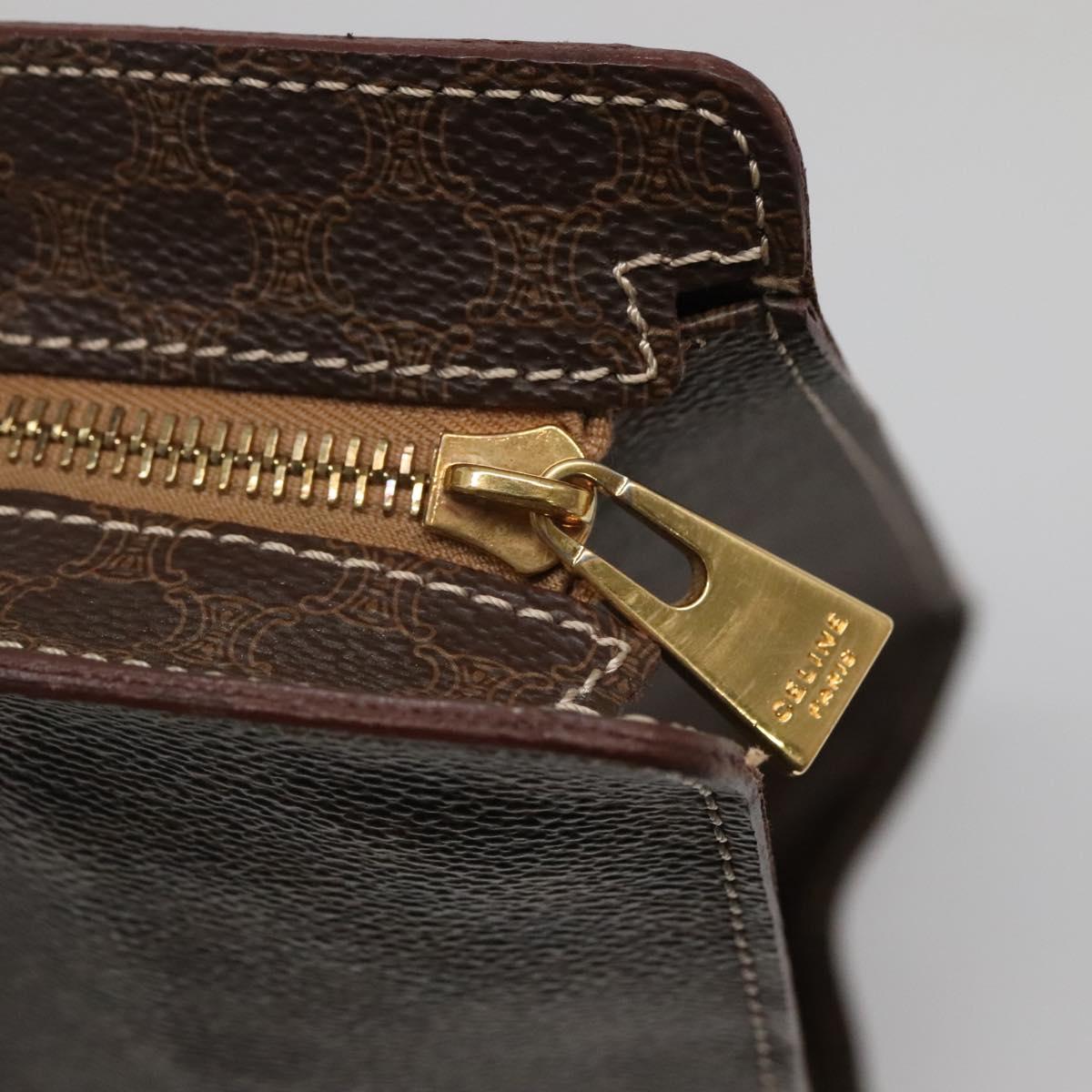 CELINE Macadam Canvas Tote Bag PVC Leather Brown Gold Auth 117440